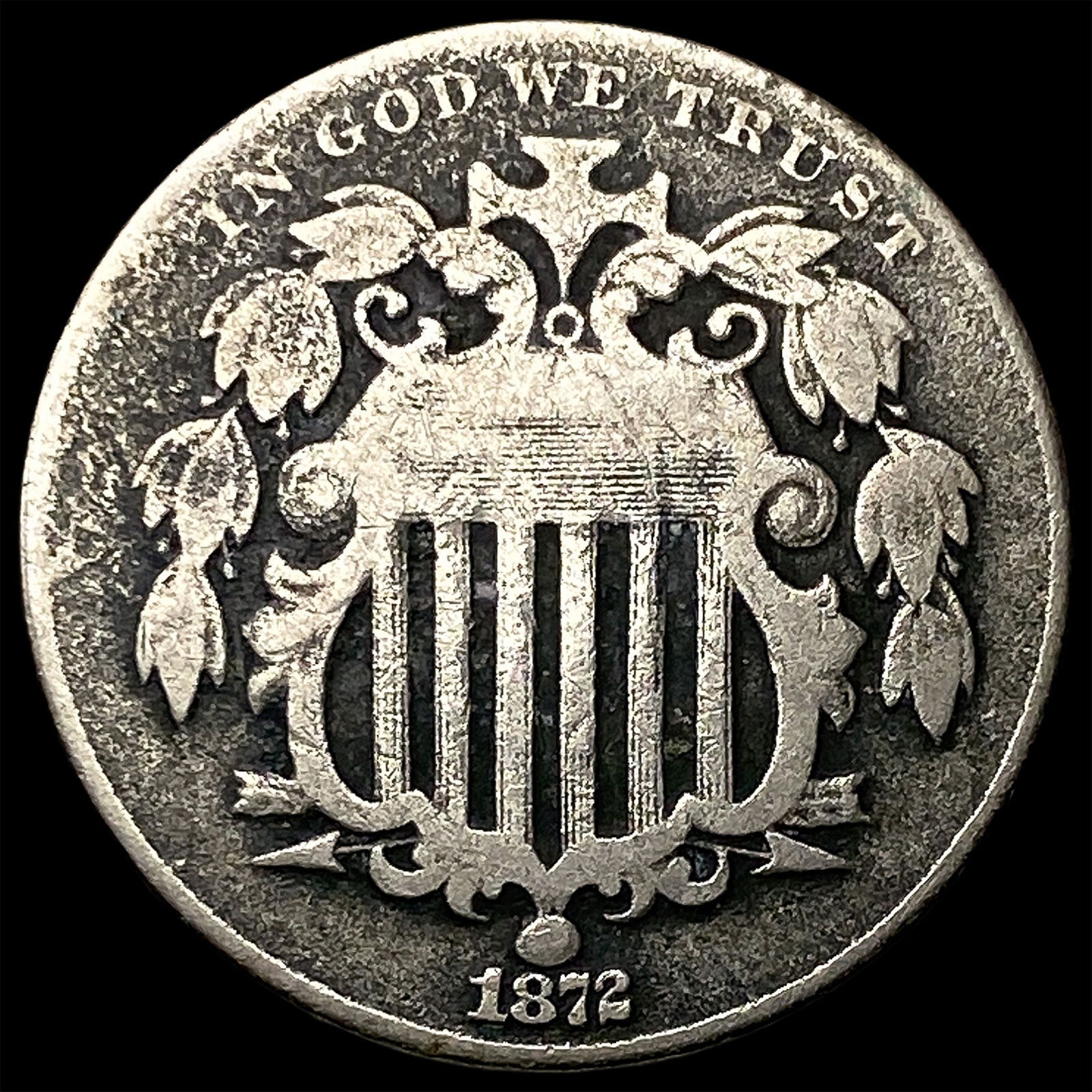 1872 Shield Nickel NICELY CIRCULATED: 1872 Shield Nickel NICELY CIRCULATED