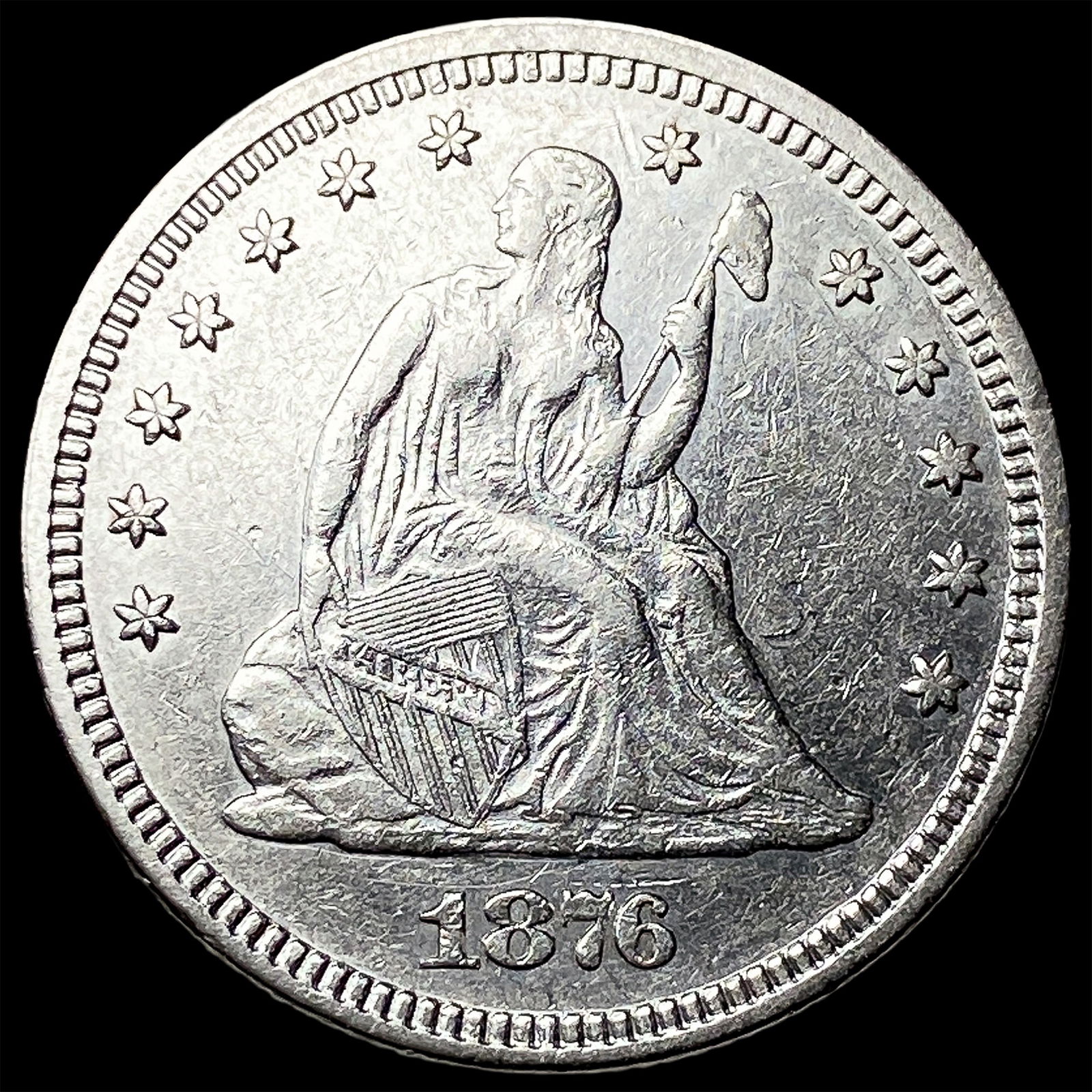 1876 Seated Liberty Quarter CHOICE AU: 1876 Seated Liberty Quarter CHOICE AU