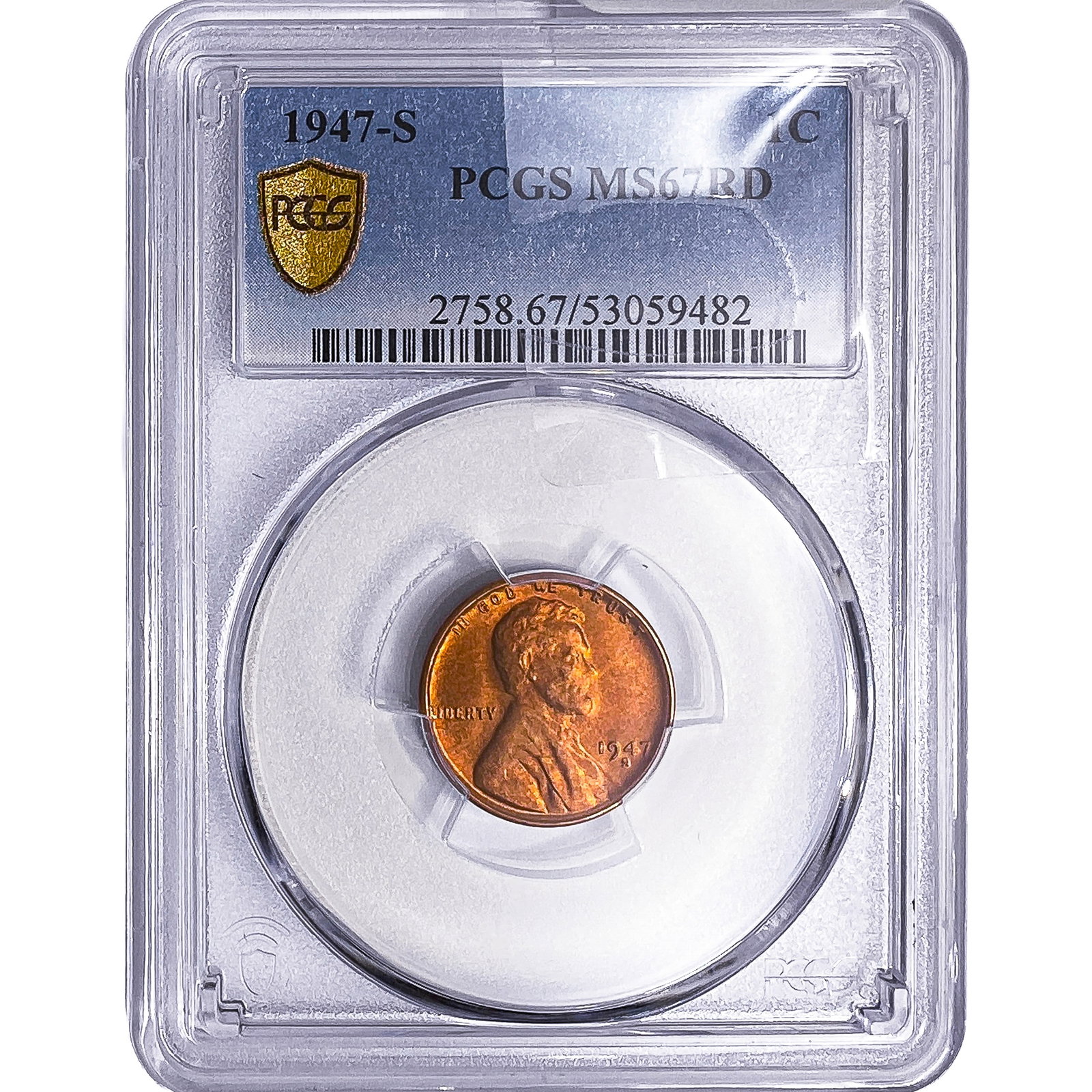 1947-S Wheat Cent PCGS MS67 RD: 1947-S Wheat Cent PCGS MS67 RD