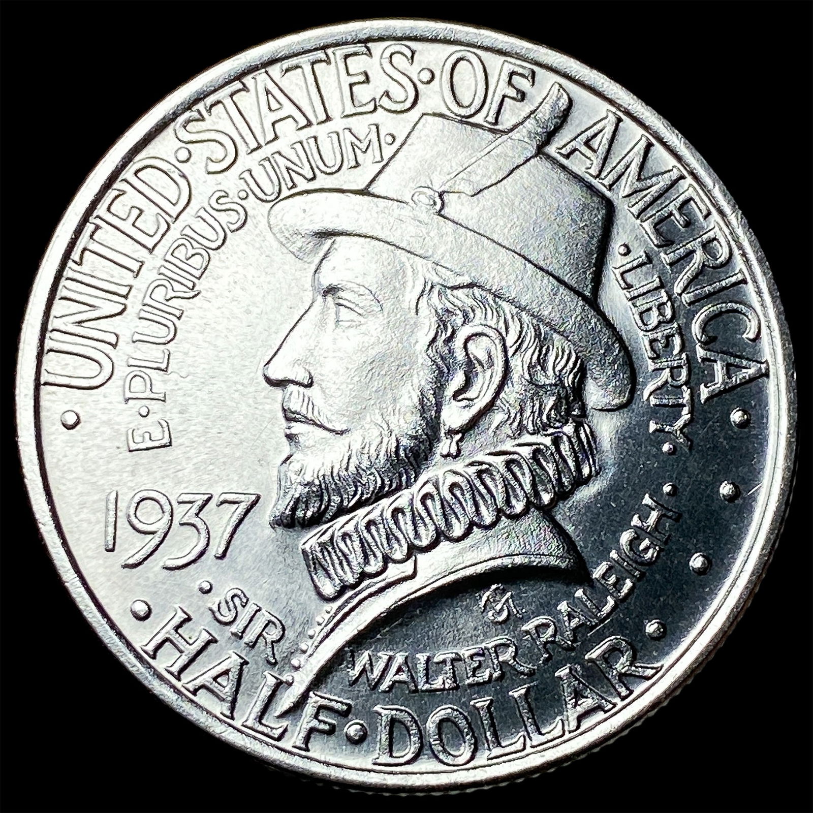 1937 Silver Half Dollar Roanoke Commemorative UNCIRCULATED: 1937 Silver Half Dollar Roanoke Commemorative UNCIRCULATED