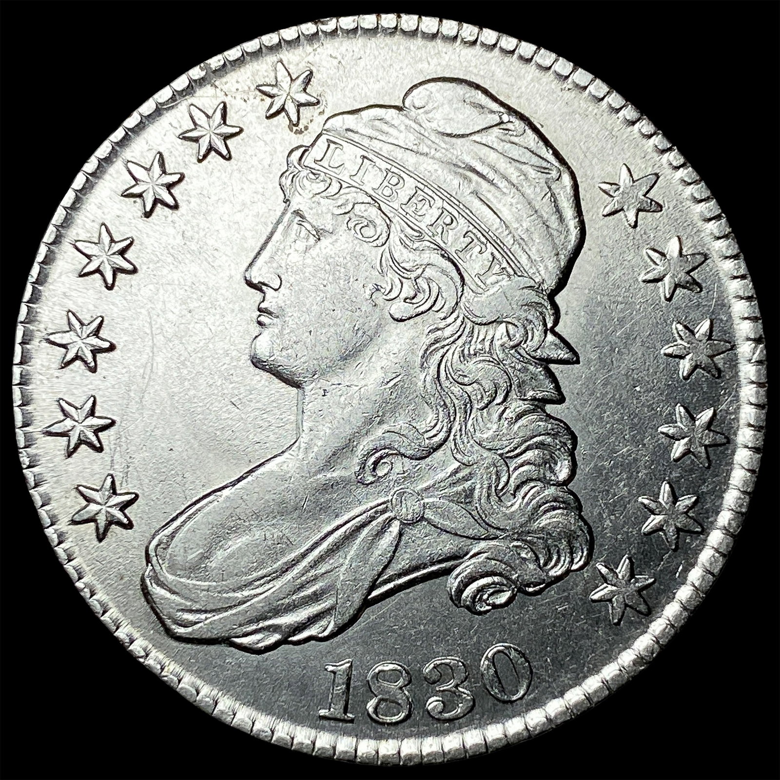 1830 Capped Bust Half Dollar CLOSELY UNCIRCULATED: 1830 Capped Bust Half Dollar CLOSELY UNCIRCULATED
