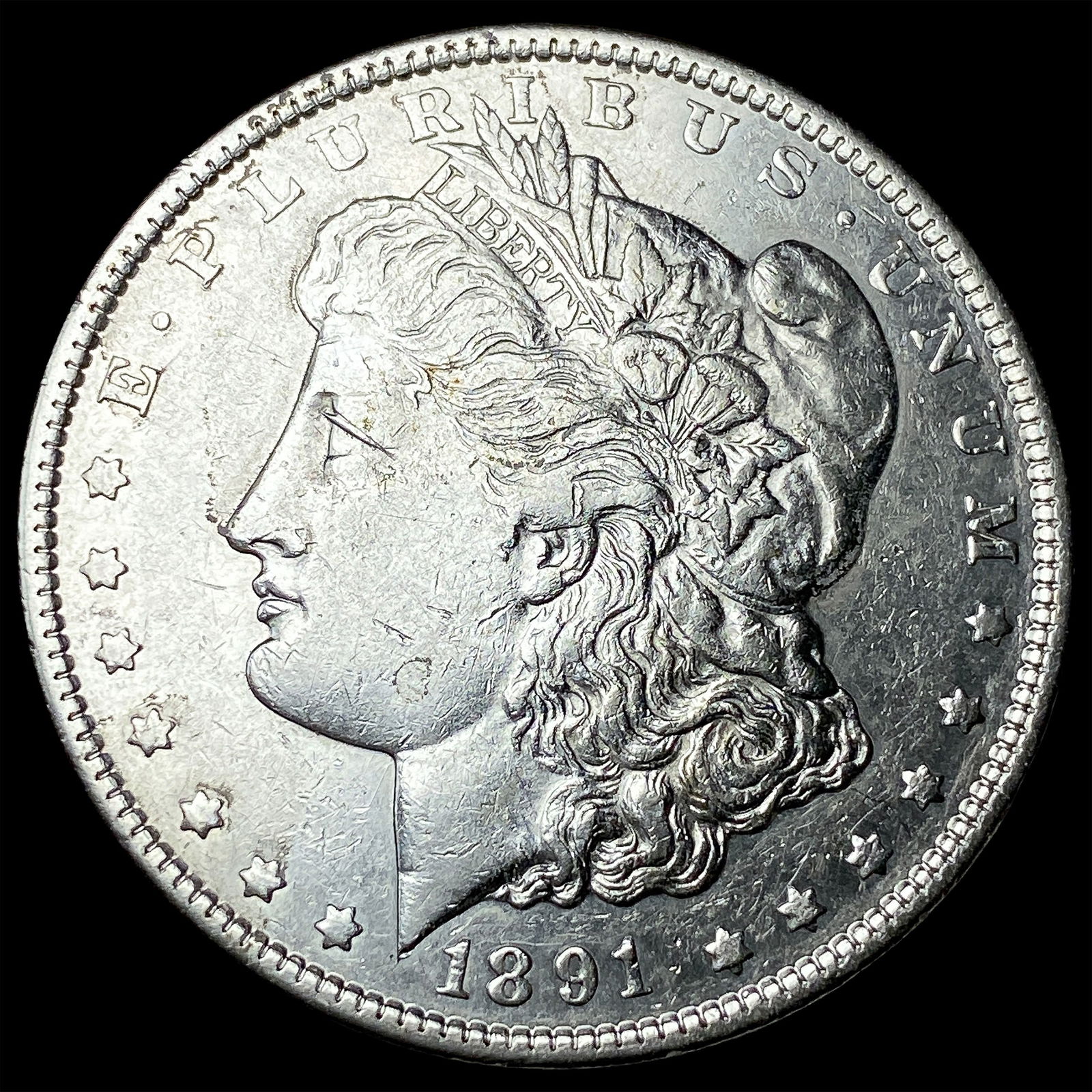 1891-CC Silver Morgan Dollar CLOSELY UNCIRCULATED: 1891-CC Silver Morgan Dollar CLOSELY UNCIRCULATED