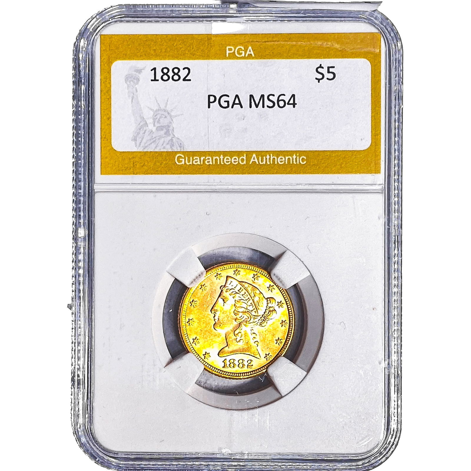 1882 $5 Gold Half Eagle PGA MS64: 1882 $5 Gold Half Eagle PGA MS64