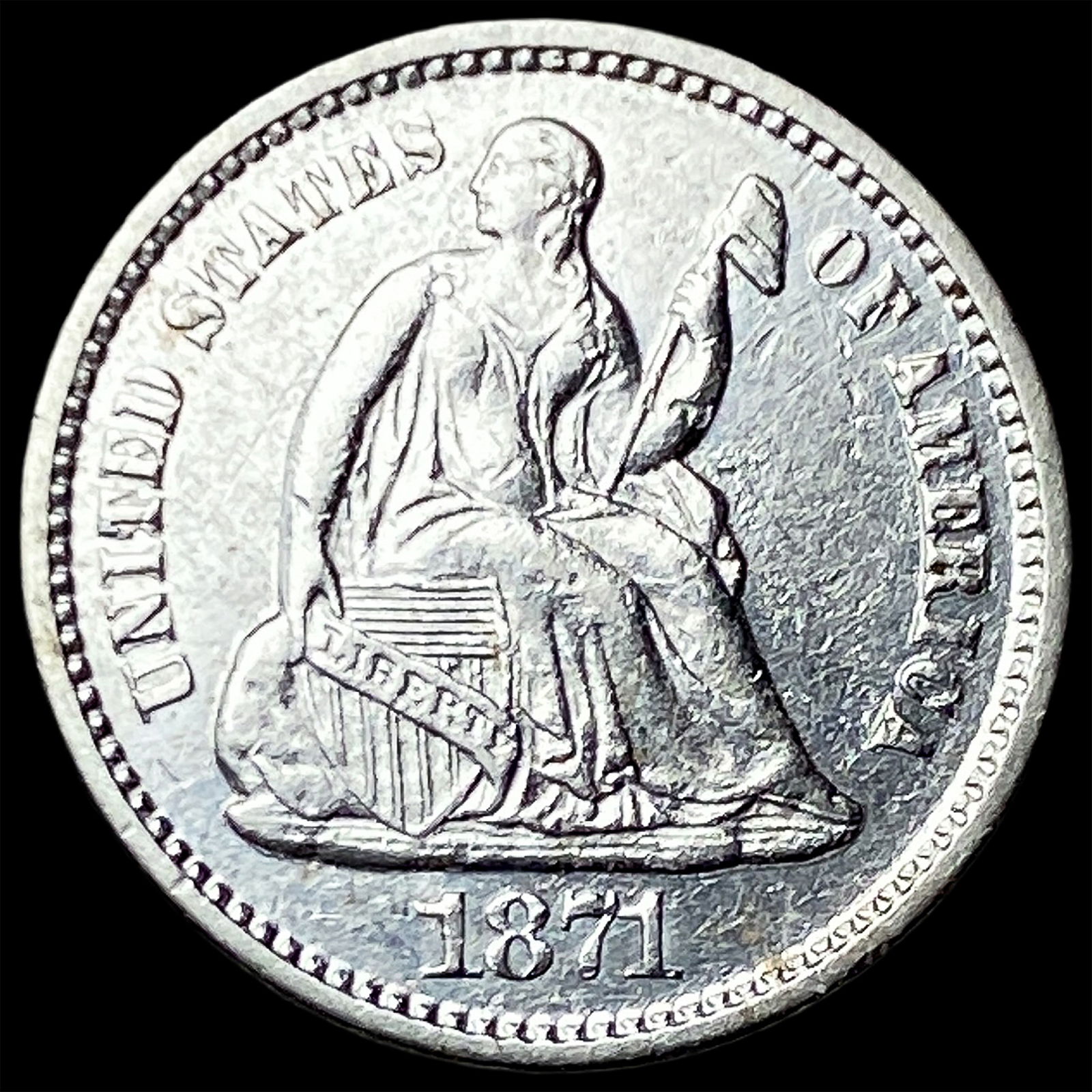 1871 Silver Half Dime CLOSELY UNCIRCULATED: 1871 Silver Half Dime CLOSELY UNCIRCULATED