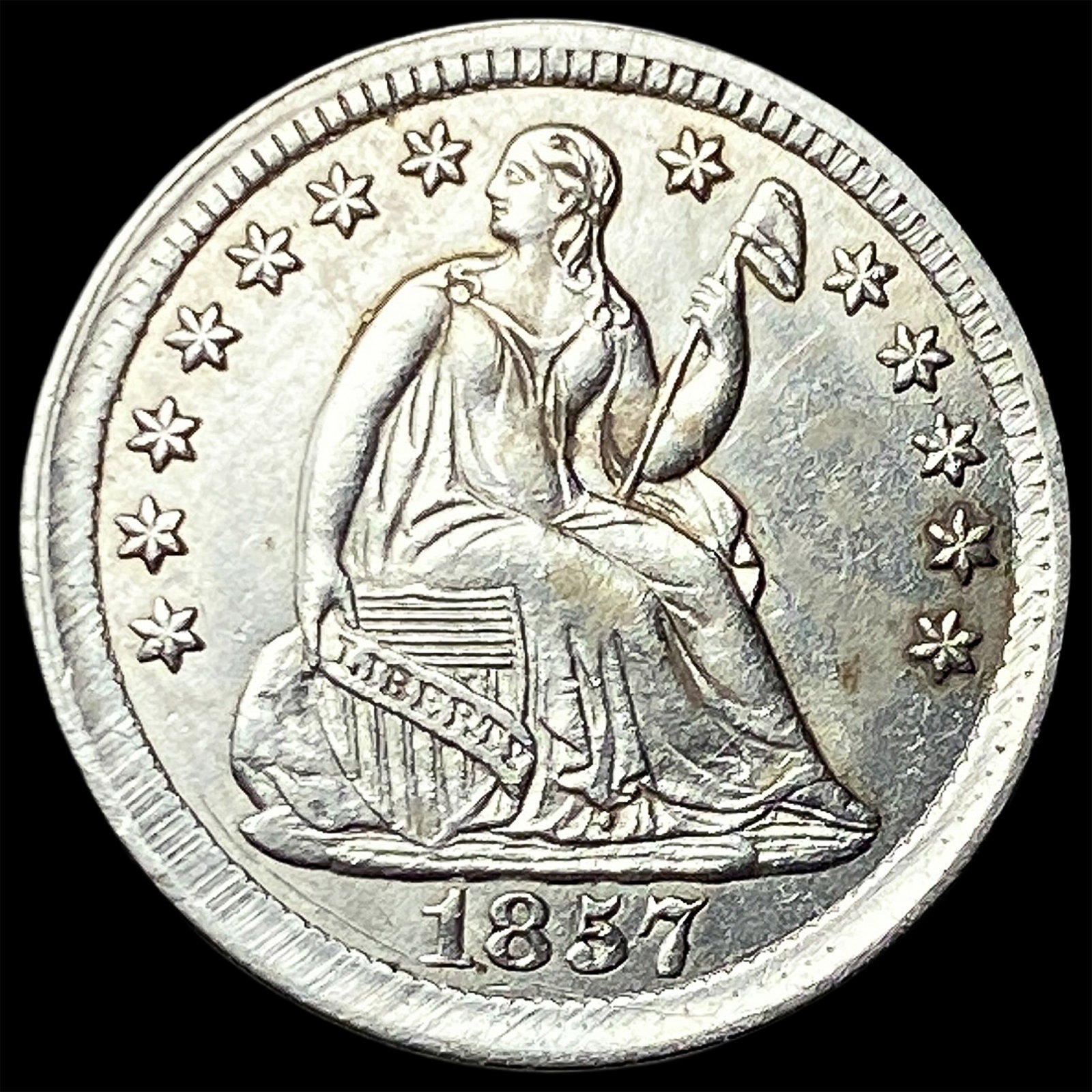 1857 Silver Half Dime CHOICE AU: 1857 Silver Half Dime CHOICE AU