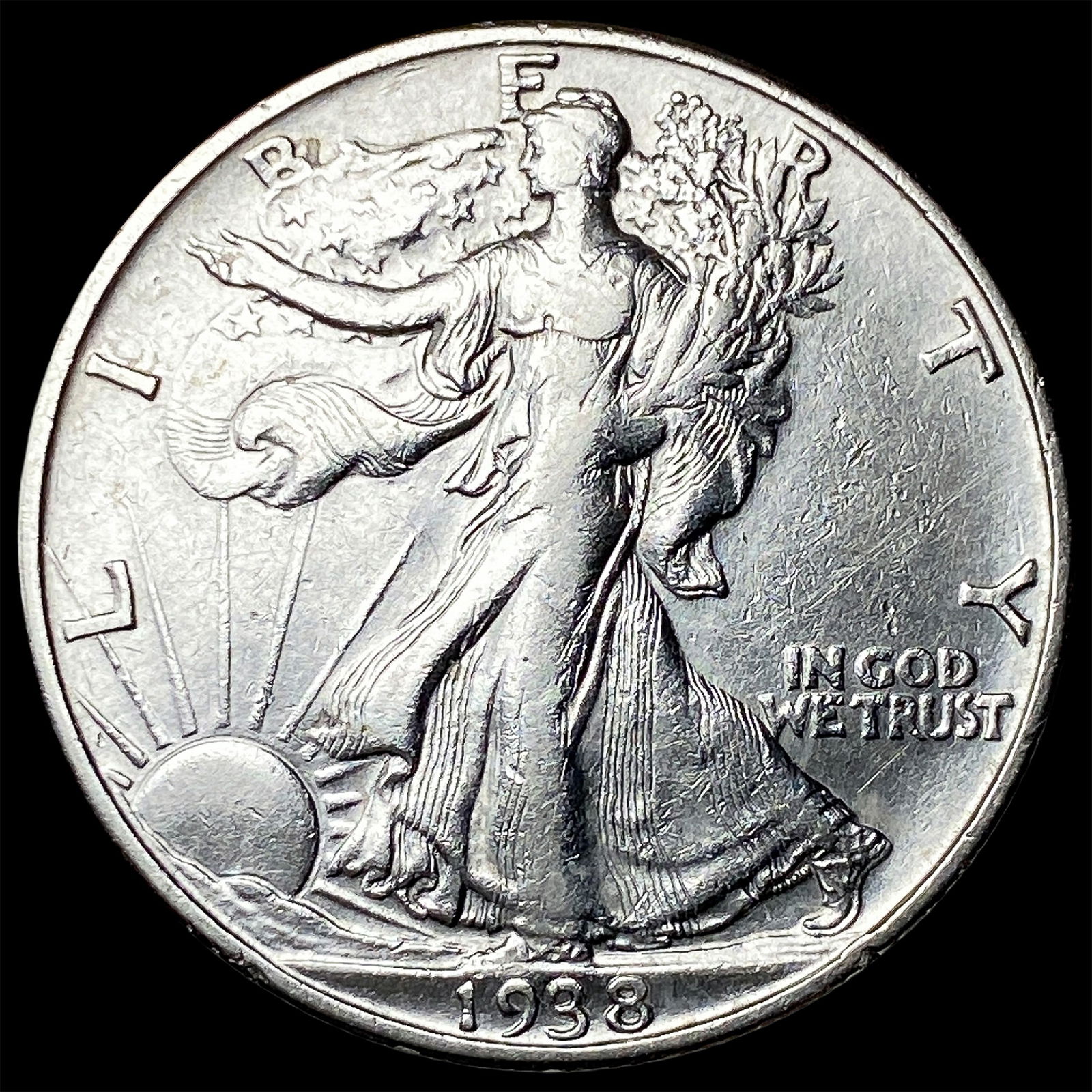 1938-D Silver Half Dollar Walking Liberty CLOSELY UNCIRCULATED: 1938-D Silver Half Dollar Walking Liberty CLOSELY UNCIRCULATED