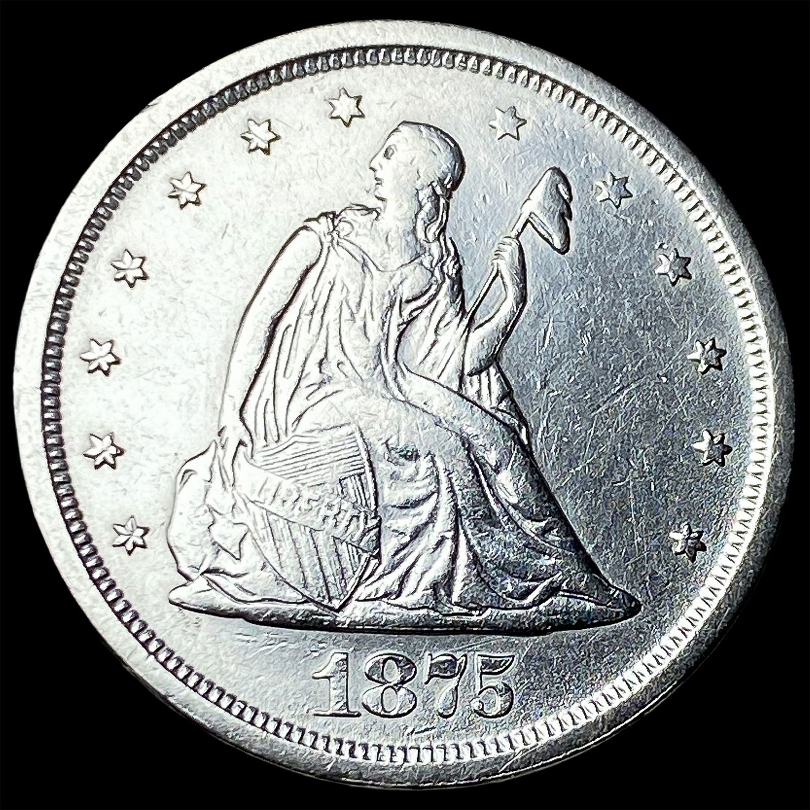 1875-S Silver Twenty Cents CLOSELY UNCIRCULATED: 1875-S Silver Twenty Cents CLOSELY UNCIRCULATED