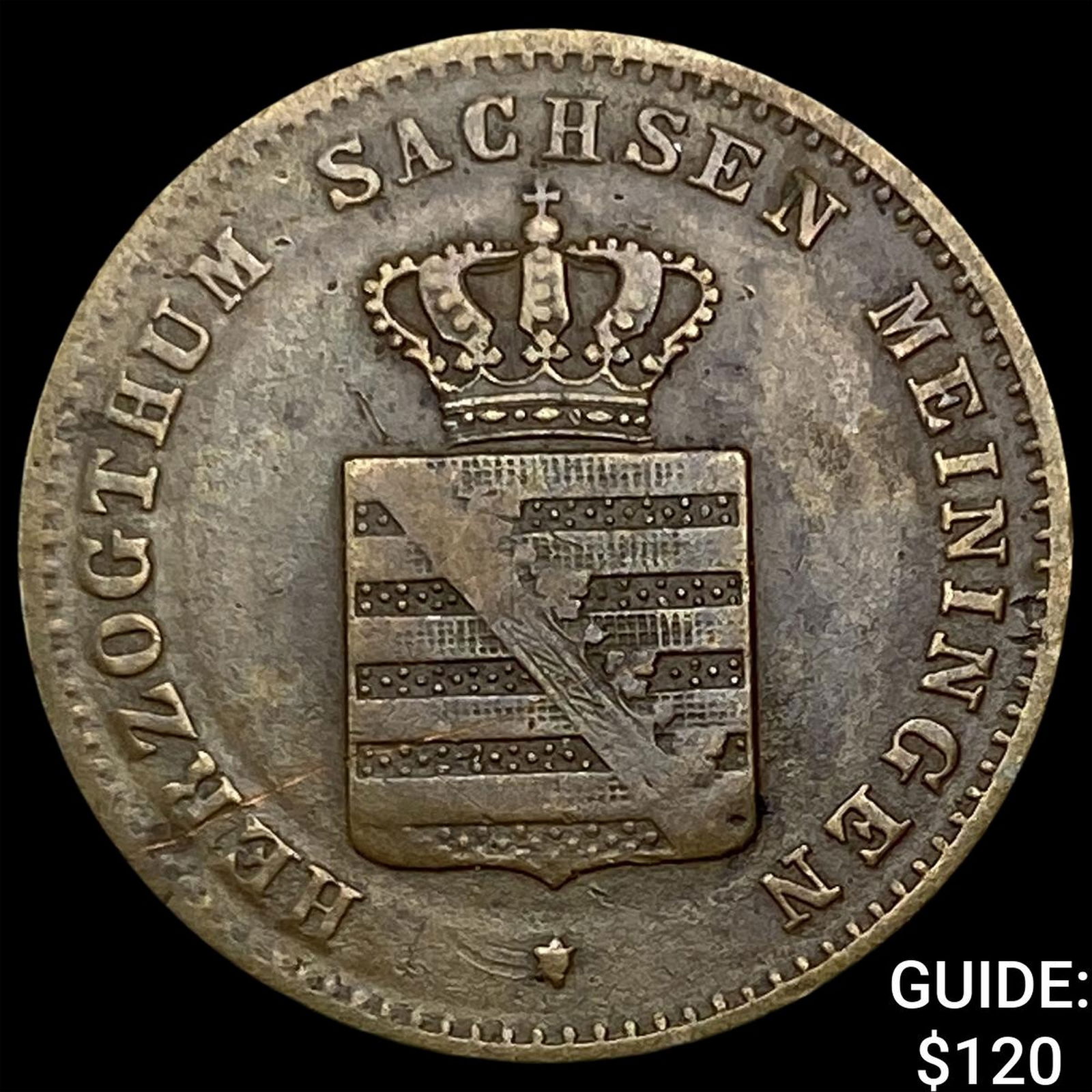 1865 German States 1 Pfennig NEARLY UNCIRCULATED: 1865 German States 1 Pfennig NEARLY UNCIRCULATED