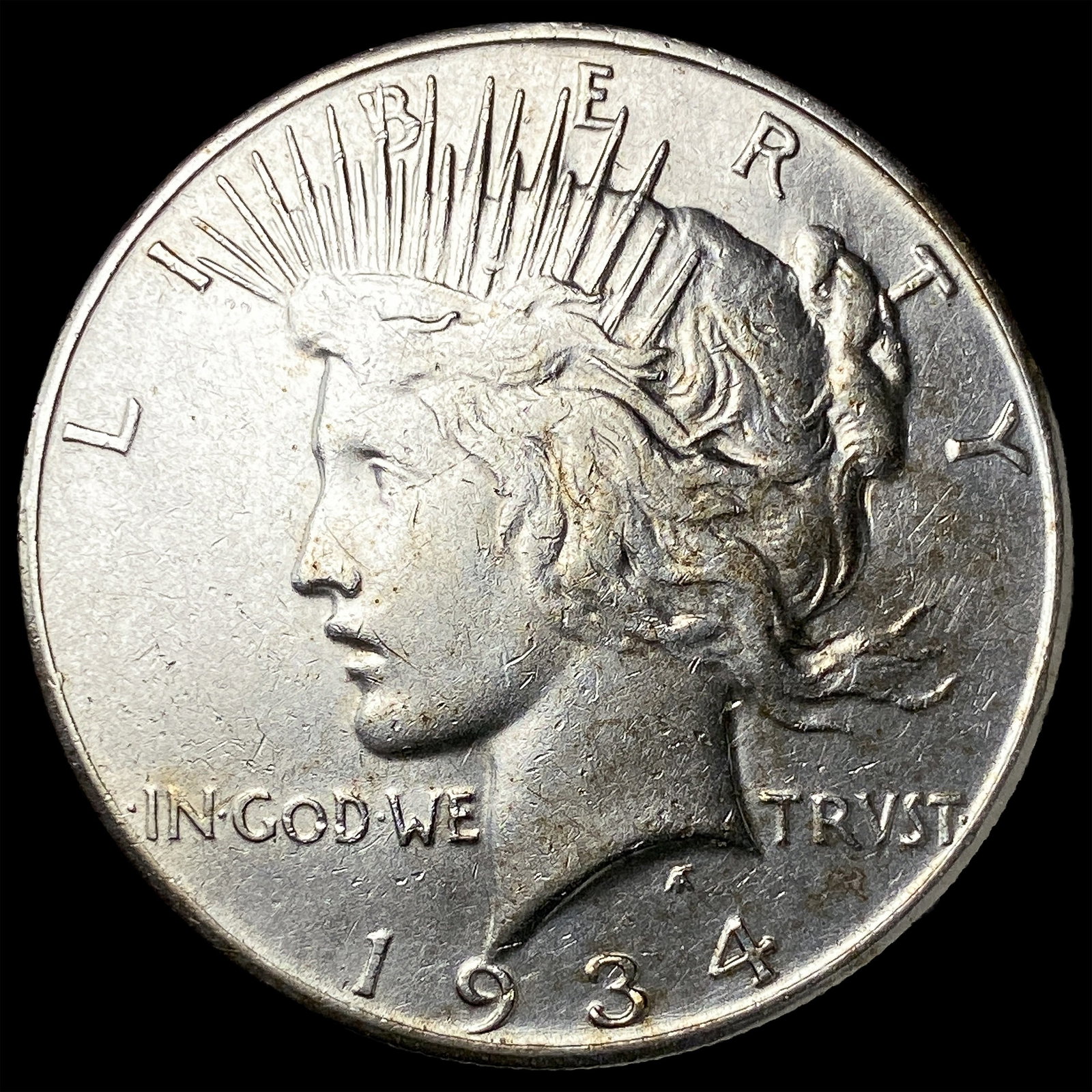 1934-S Silver Peace Dollar NEARLY UNCIRCULATED: 1934-S Silver Peace Dollar NEARLY UNCIRCULATED