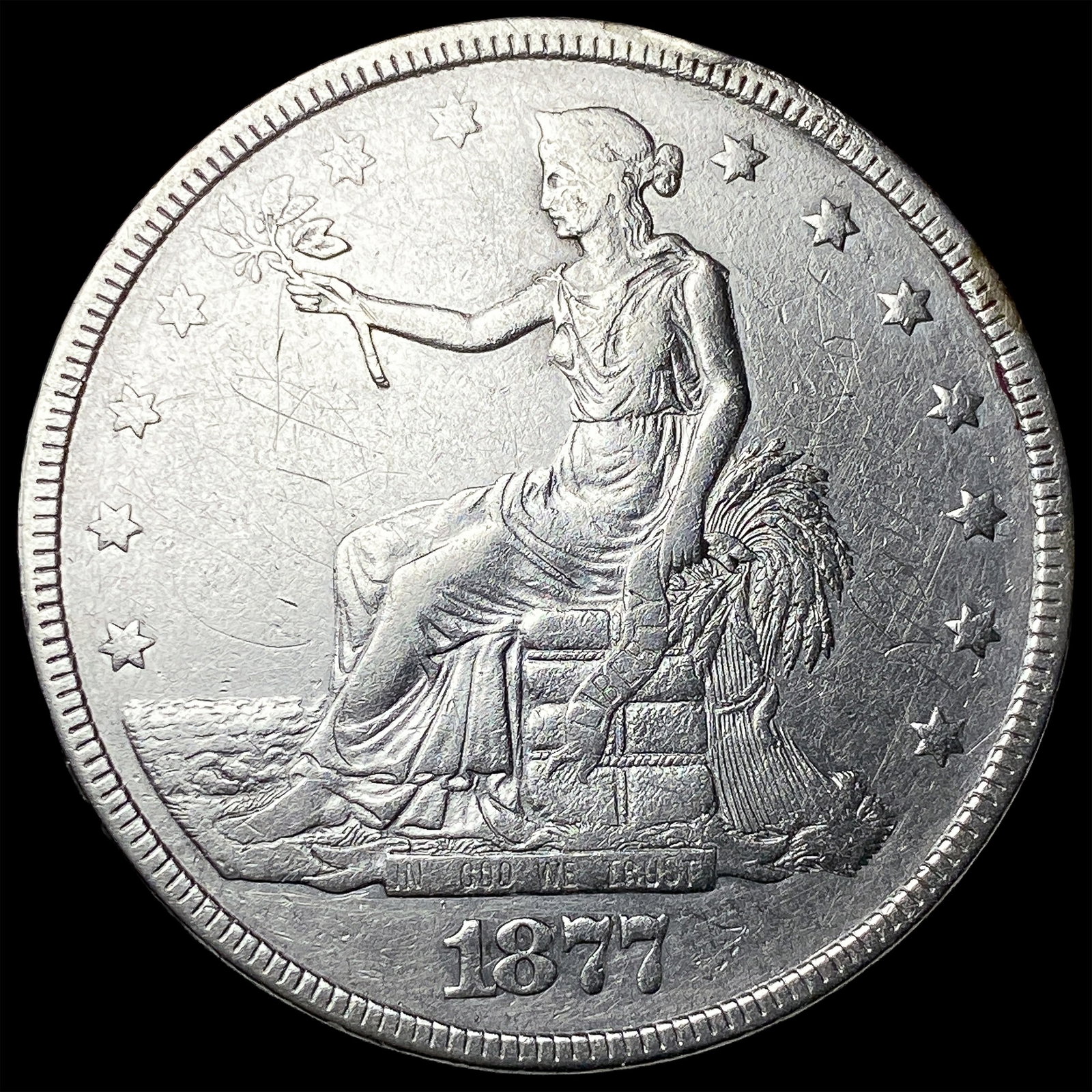 1877 Silver Trade Dollar NEARLY UNCIRCULATED: 1877 Silver Trade Dollar NEARLY UNCIRCULATED