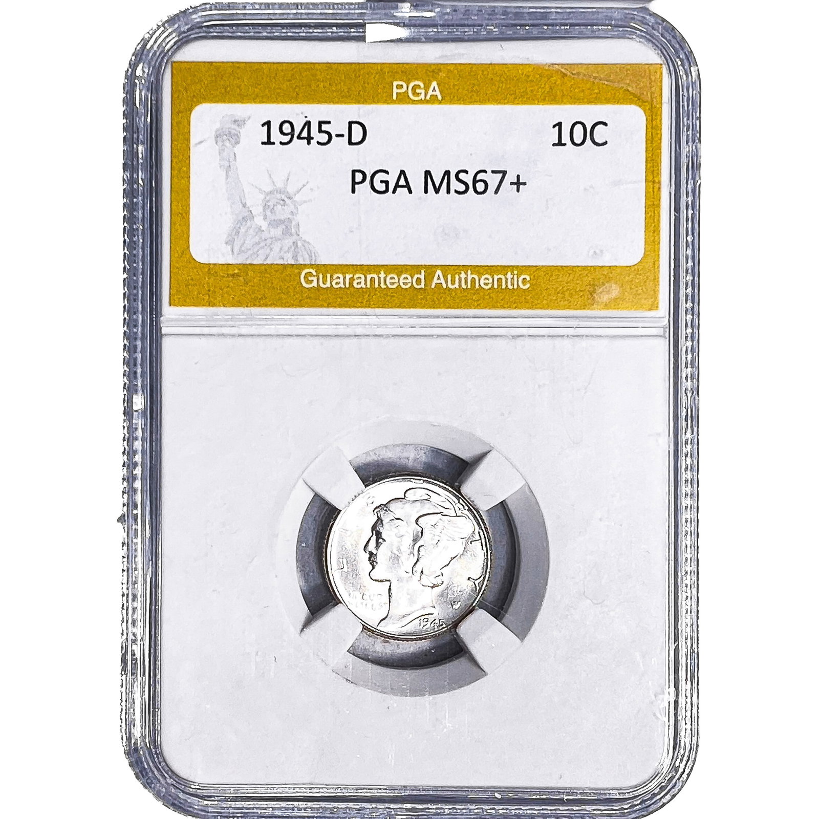 1945-D Mercury Silver Dime PGA MS67+: 1945-D Mercury Silver Dime PGA MS67+