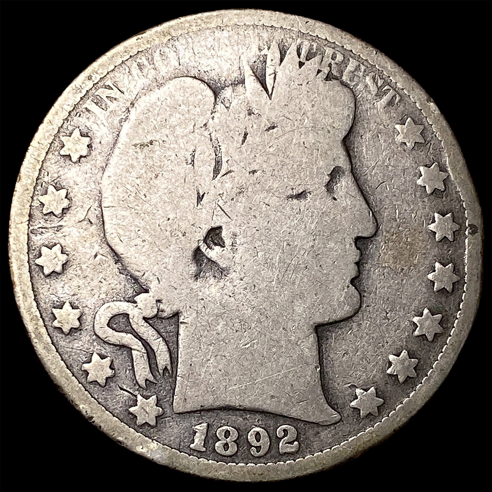 1892-O Silver Barber Half Dollar NICELY CIRCULATED: 1892-O Silver Barber Half Dollar NICELY CIRCULATED