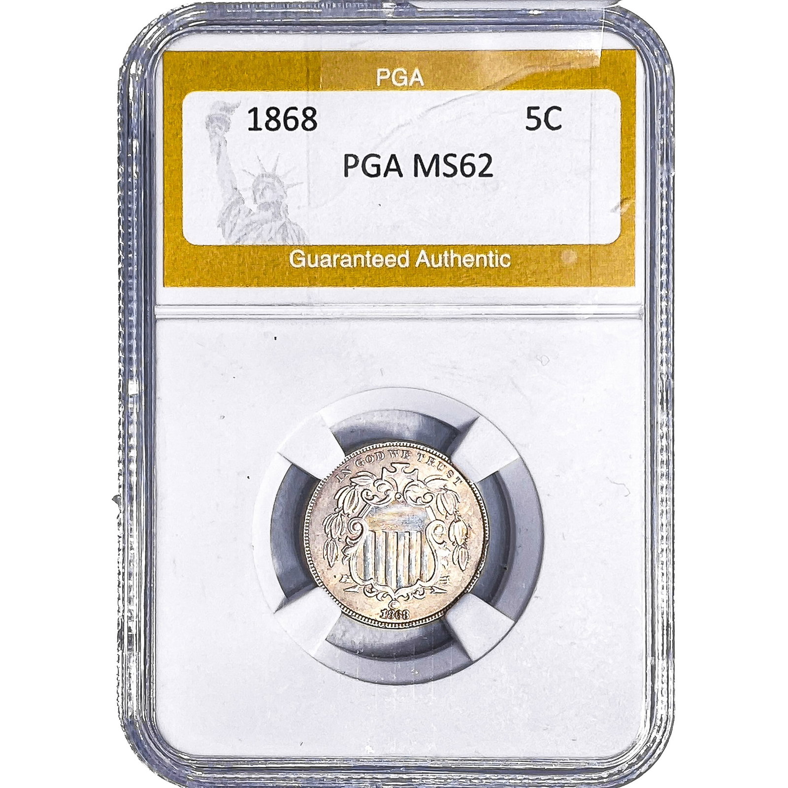 1868 Shield Nickel PGA MS62: 1868 Shield Nickel PGA MS62