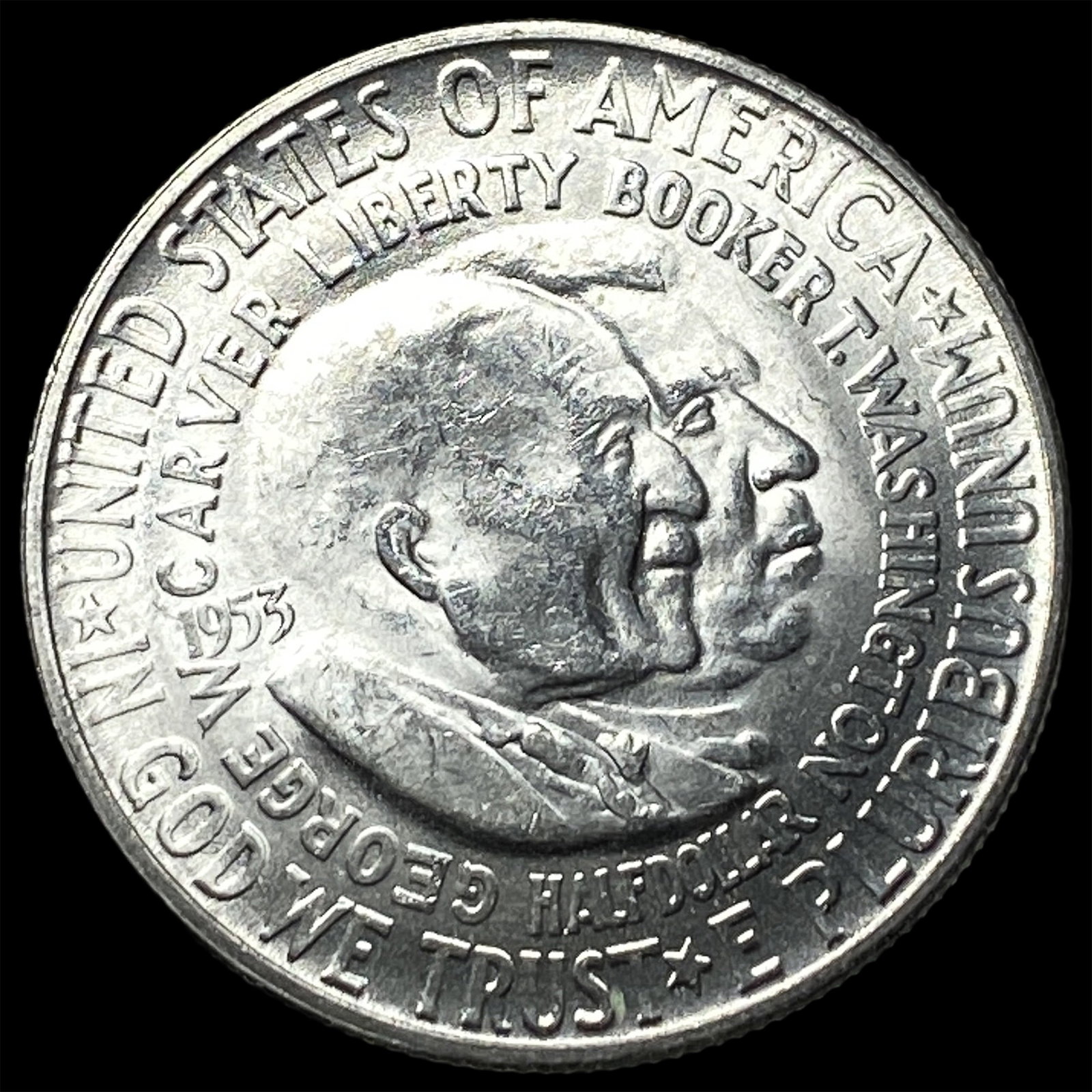 1953-S Silver Booker T. Washington/Carver Half Dollar UNCIRCULATED: 1953-S Silver Booker T. Washington/Carver Half Dollar UNCIRCULATED