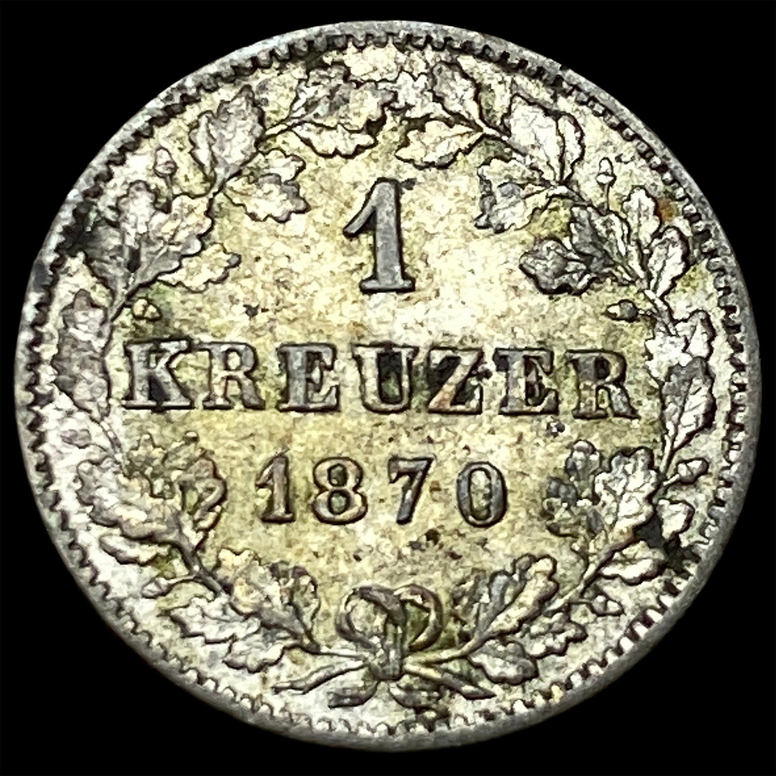 1870 Germany Silver Kreuzer - Karl I NEARLY UNCIRCULATED: 1870 Germany Silver Kreuzer - Karl I NEARLY UNCIRCULATED