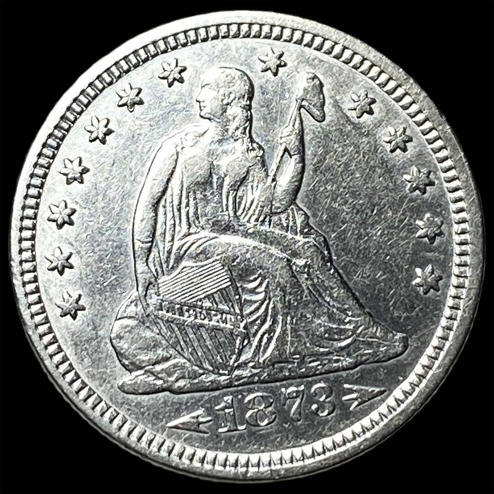 1873 Arrows Silver Quarter Dollar CHOICE AU: 1873 Arrows Silver Quarter Dollar CHOICE AU