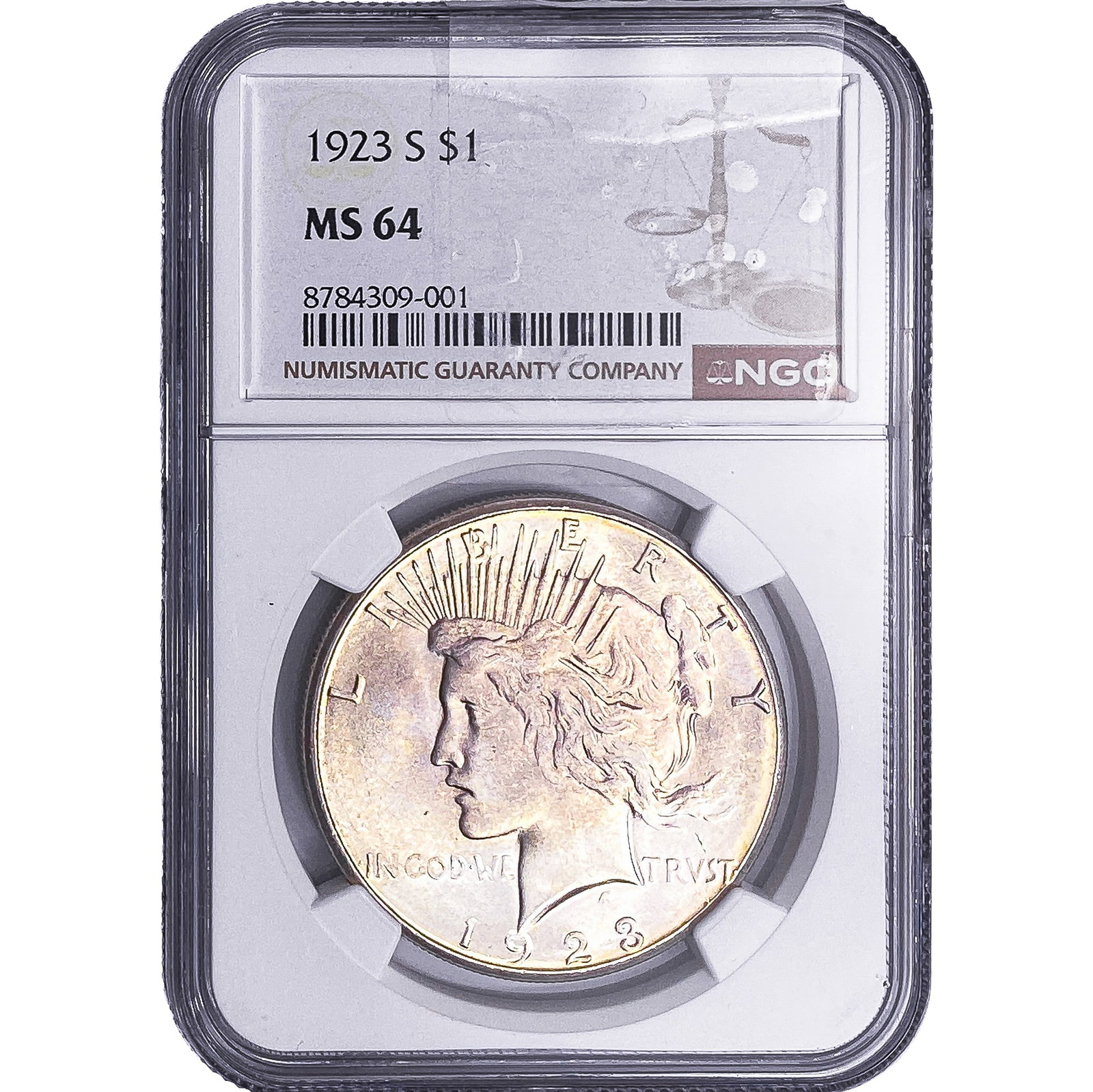 1923-S Silver Peace Dollar NGC MS64: 1923-S Silver Peace Dollar NGC MS64