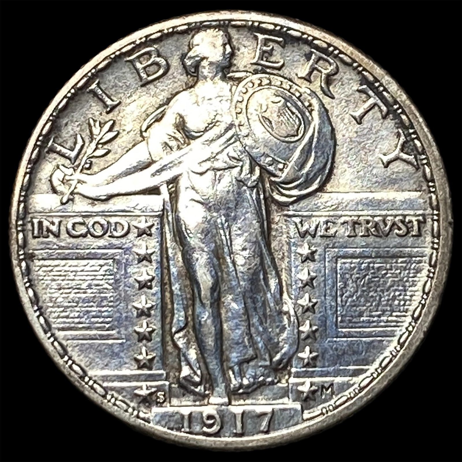 1917-S Silver Standing Liberty Quarter CLOSELY UNCIRCULATED: 1917-S Silver Standing Liberty Quarter CLOSELY UNCIRCULATED