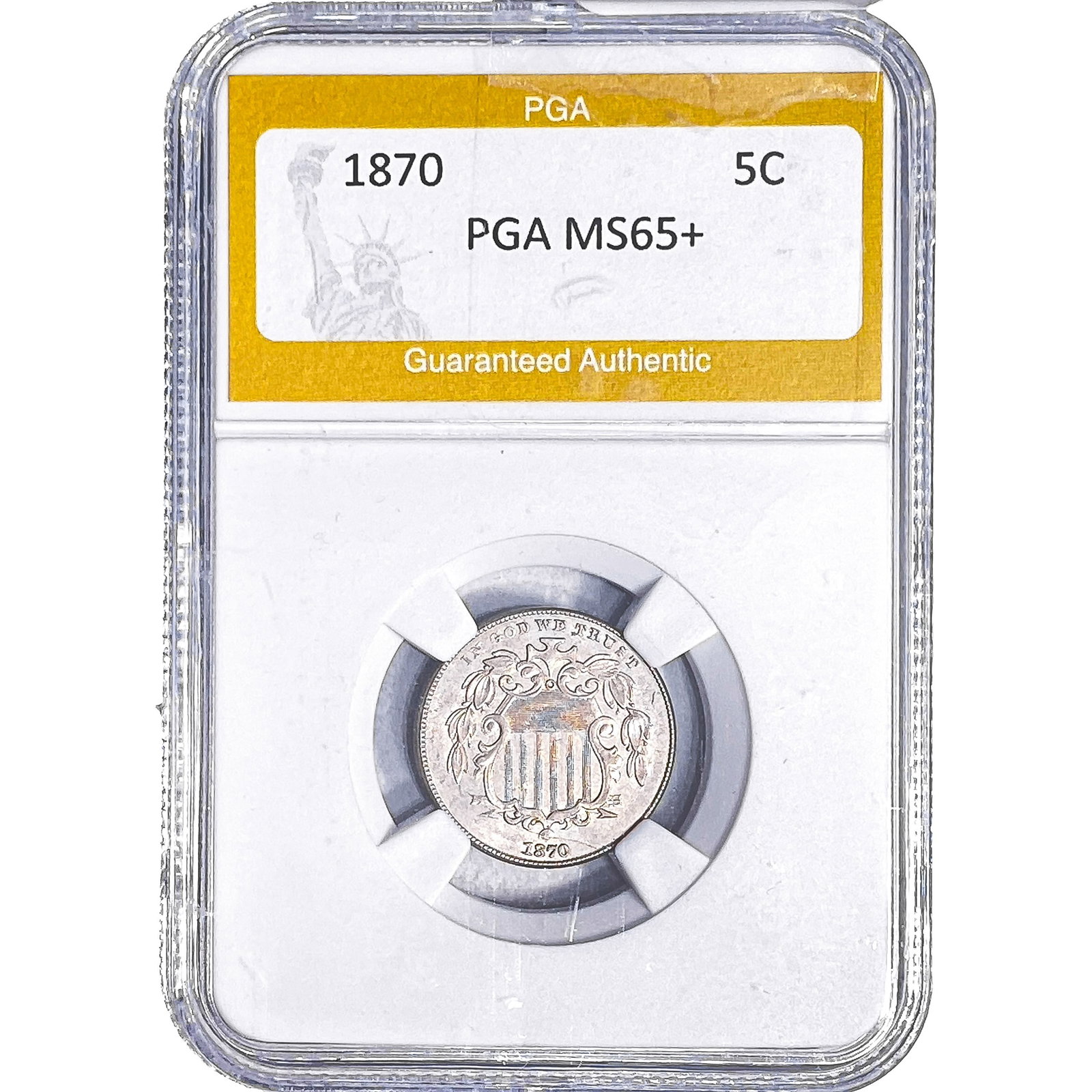 1870 Shield Nickel PGA MS65+: 1870 Shield Nickel PGA MS65+