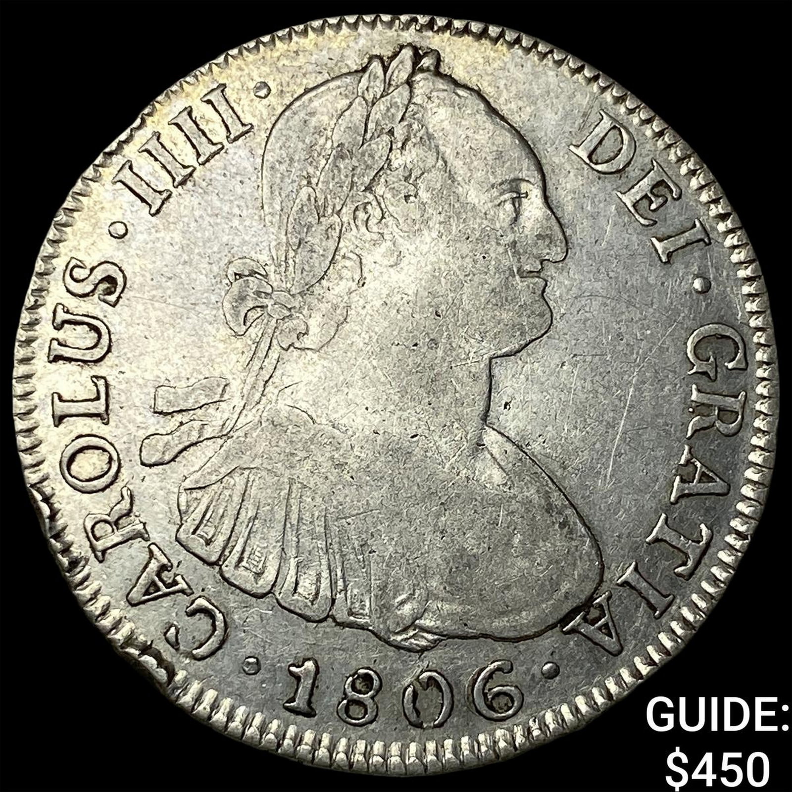 1806 Mexico Spanish Colony Silver 4 Reales NEARLY UNCIRCULATED: 1806 Mexico Spanish Colony Silver 4 Reales NEARLY UNCIRCULATED