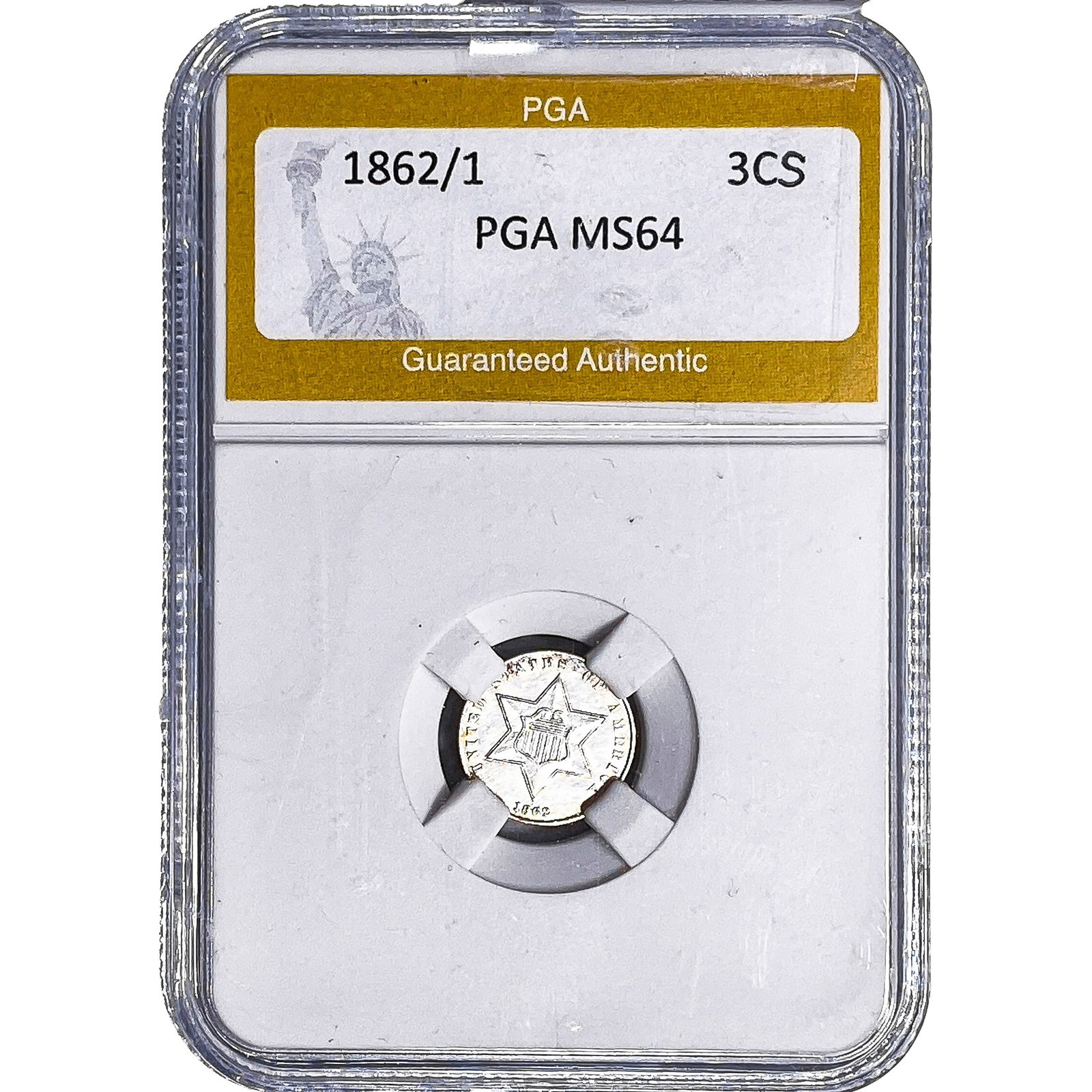 1862/1 Silver Three Cent PGA MS64: 1862/1 Silver Three Cent PGA MS64
