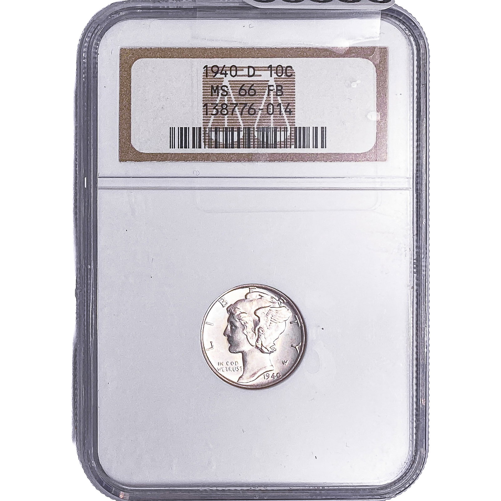 1940-D Mercury Silver Dime NGC MS66 FB: 1940-D Mercury Silver Dime NGC MS66 FB