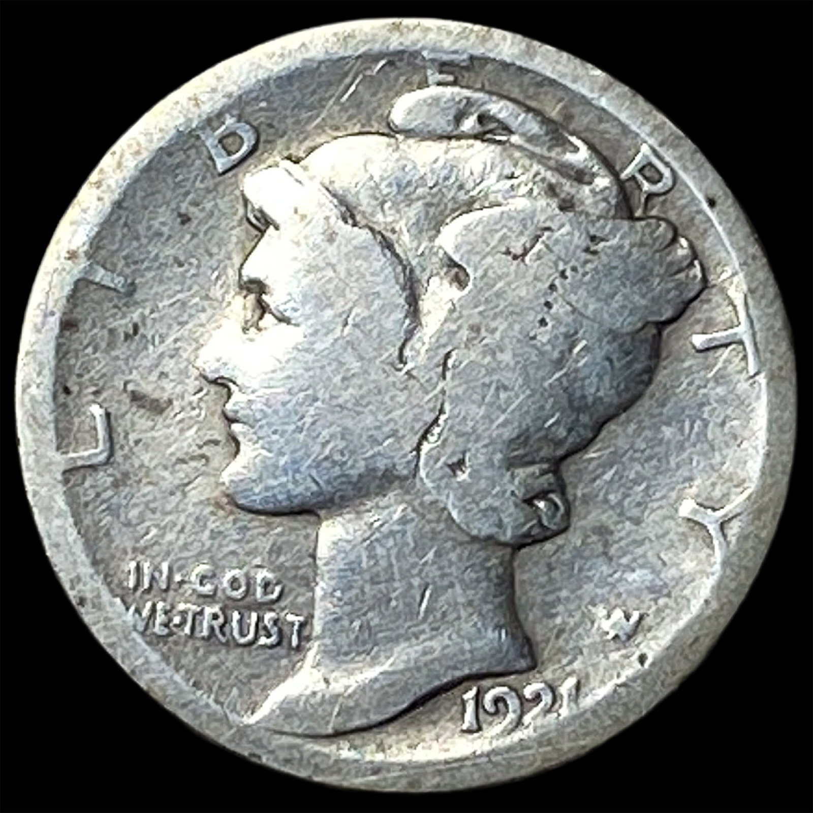 1921-S Silver Mercury Dime NICELY CIRCULATED: 1921-S Silver Mercury Dime NICELY CIRCULATED