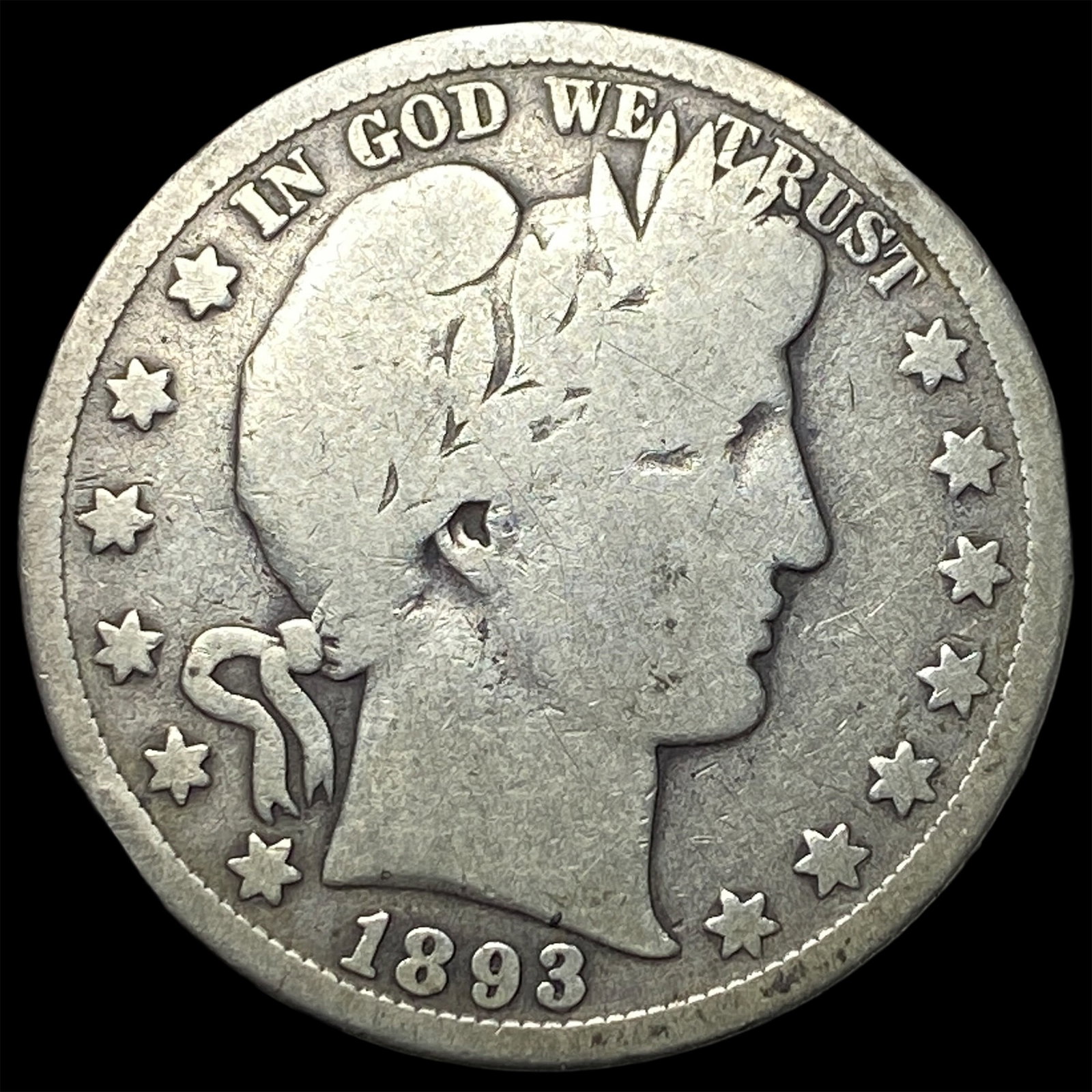 1893 Silver Barber Half Dollar NICELY CIRCULATED (1 of 2)