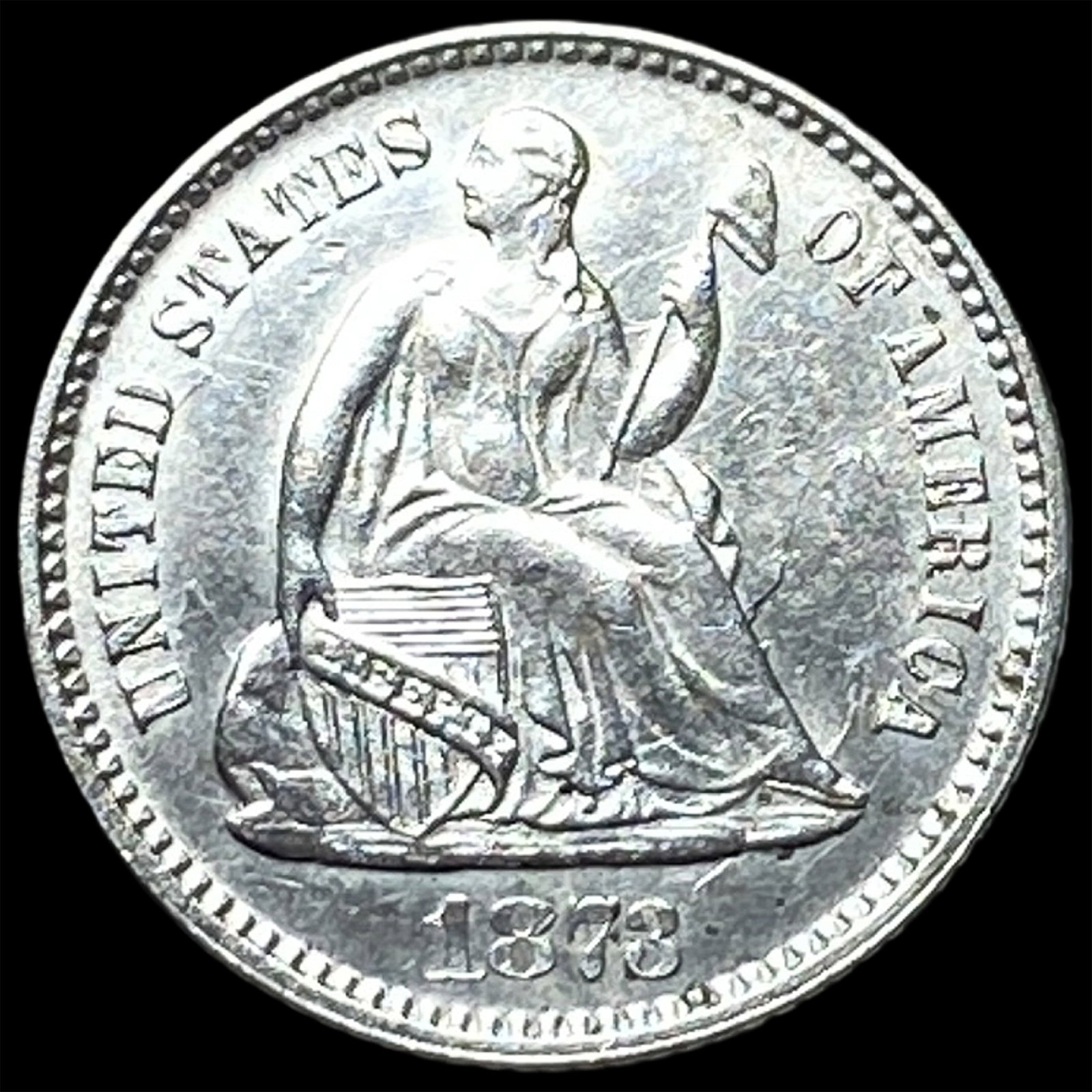 1873 Seated Liberty Half Dime UNCIRCULATED: 1873 Seated Liberty Half Dime UNCIRCULATED