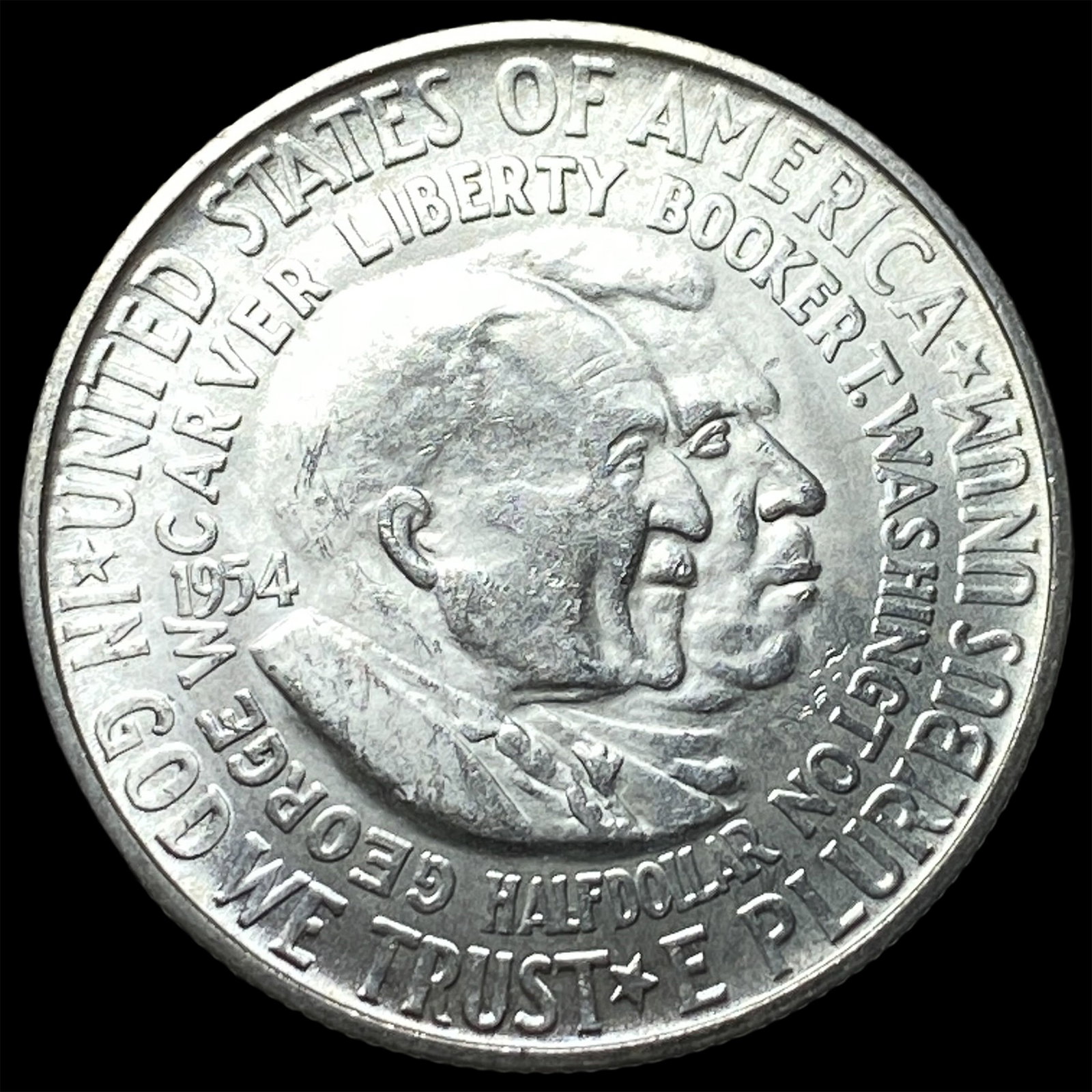 1954-S Silver Booker T. Washington/Carver Half Dollar UNCIRCULATED: 1954-S Silver Booker T. Washington/Carver Half Dollar UNCIRCULATED