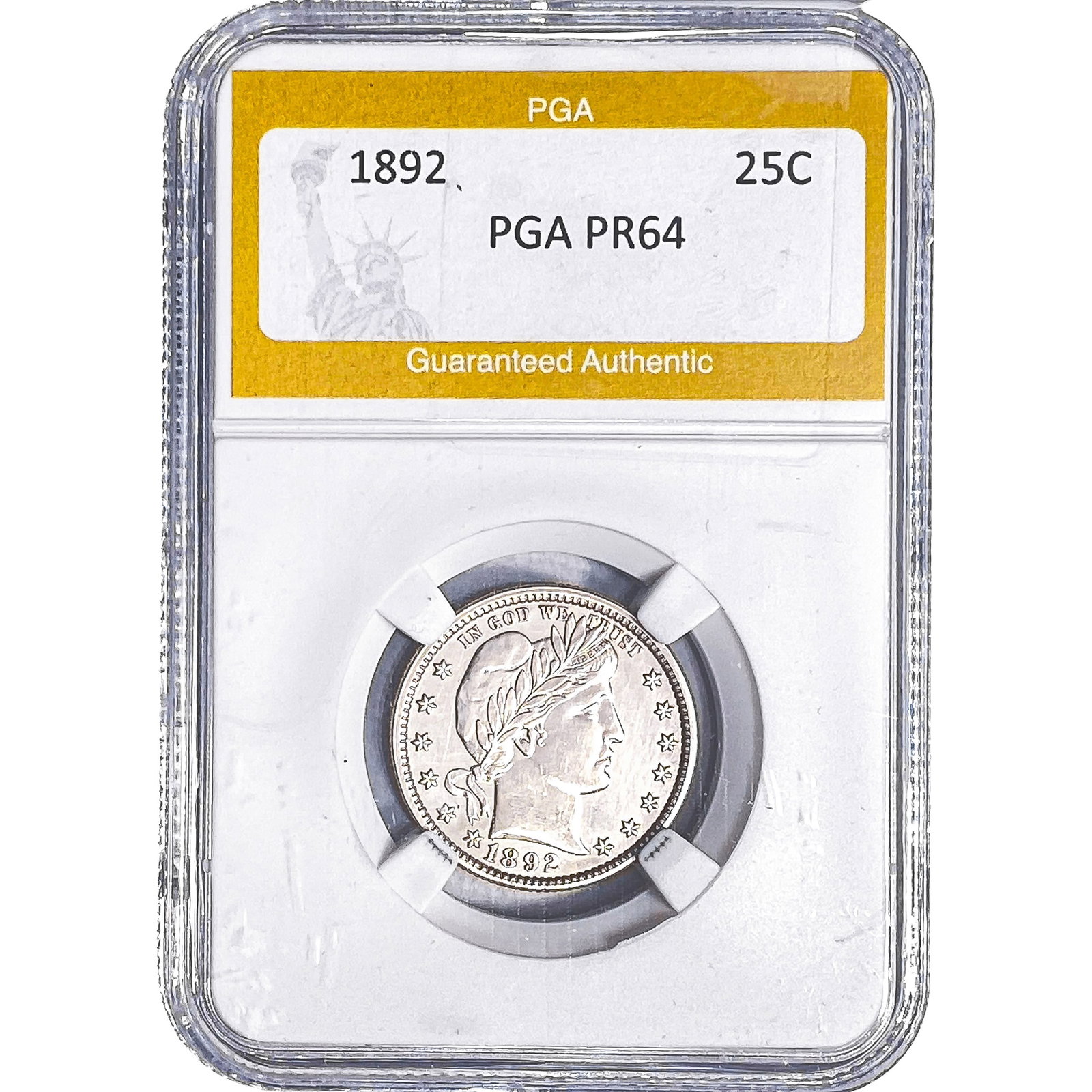 1892 Barber Quarter PGA PR64: 1892 Barber Quarter PGA PR64