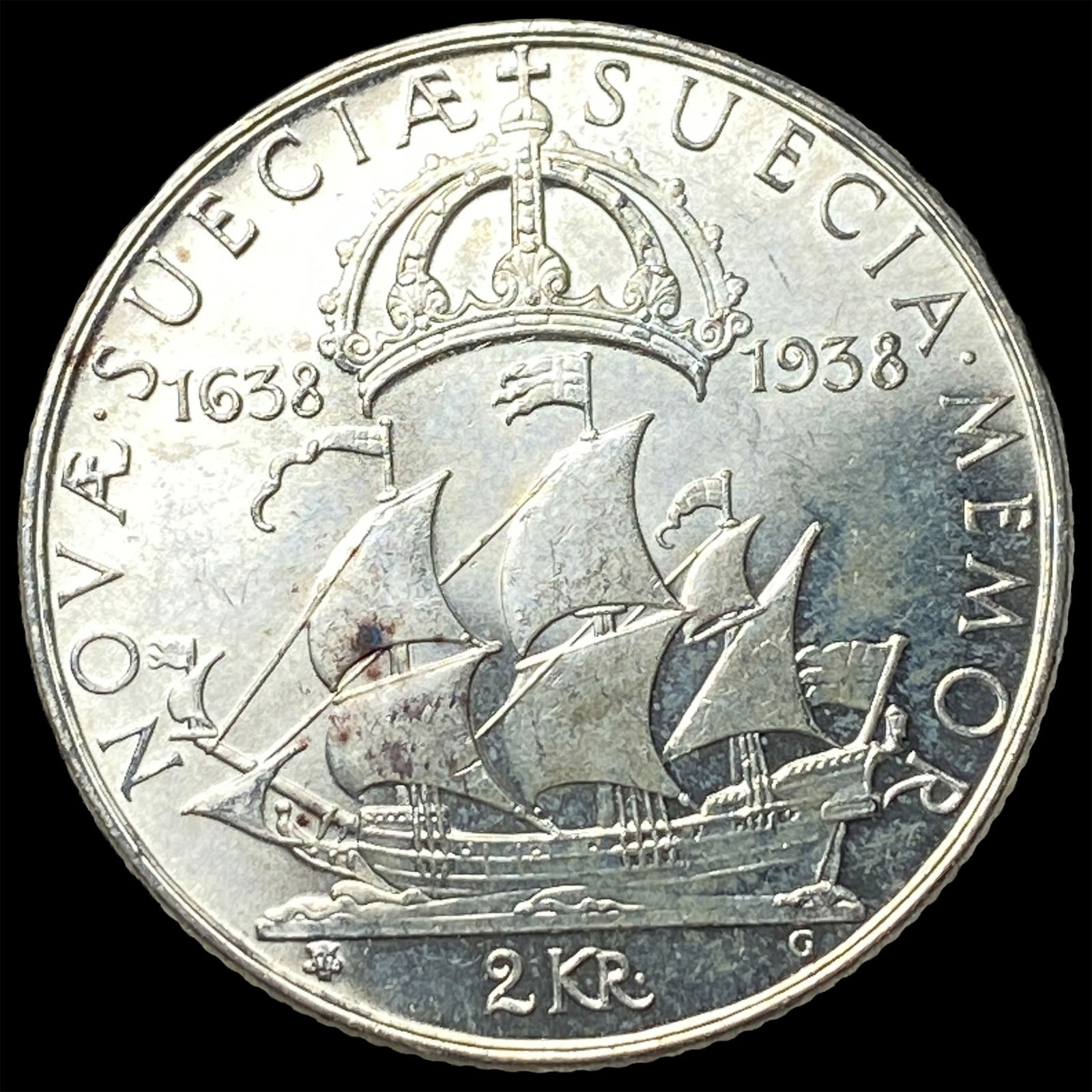 1938 Sweden Silver 2 Kroner UNCIRCULATED - 2