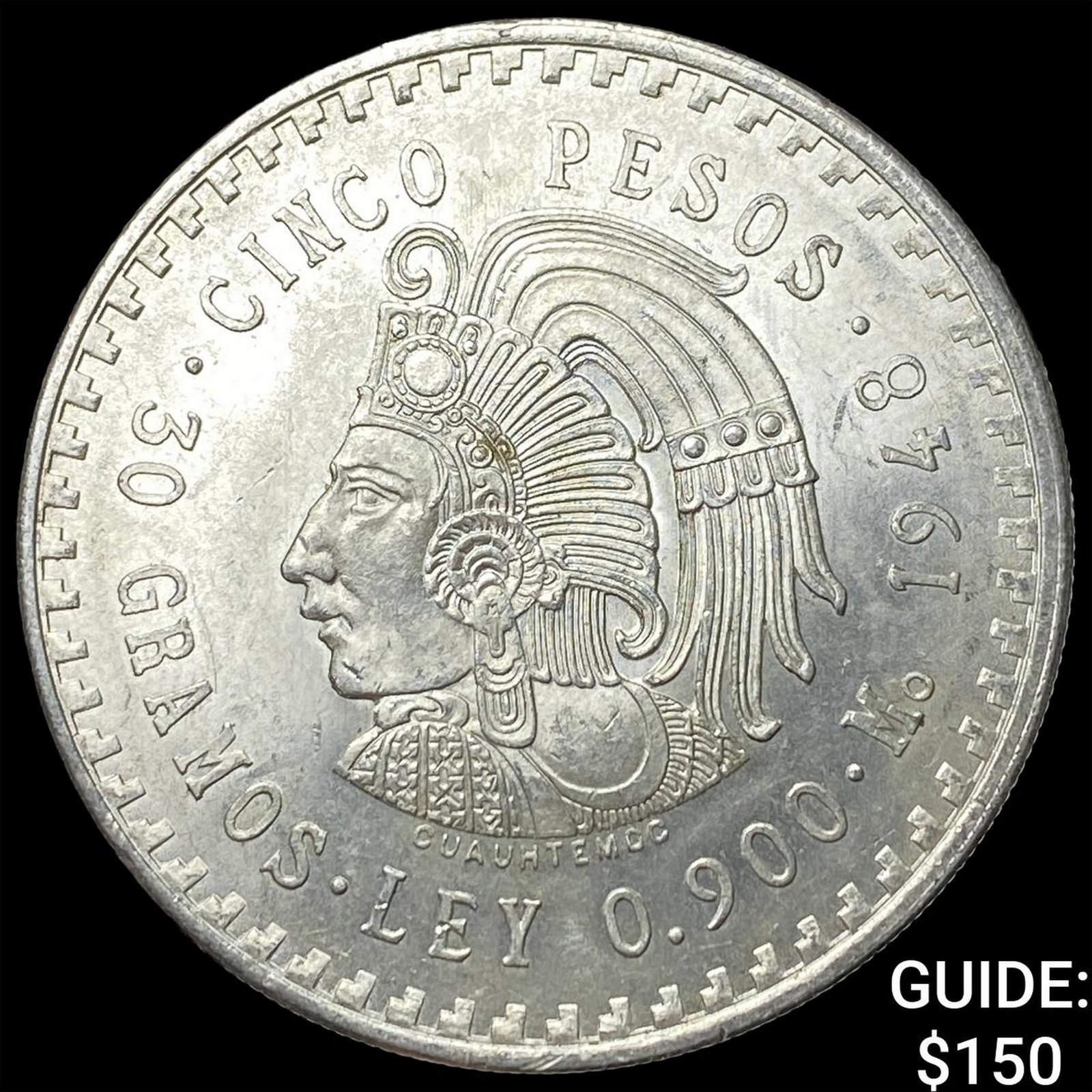 1948 Mexico Silver 5 Pesos UNCIRCULATED: 1948 Mexico Silver 5 Pesos UNCIRCULATED