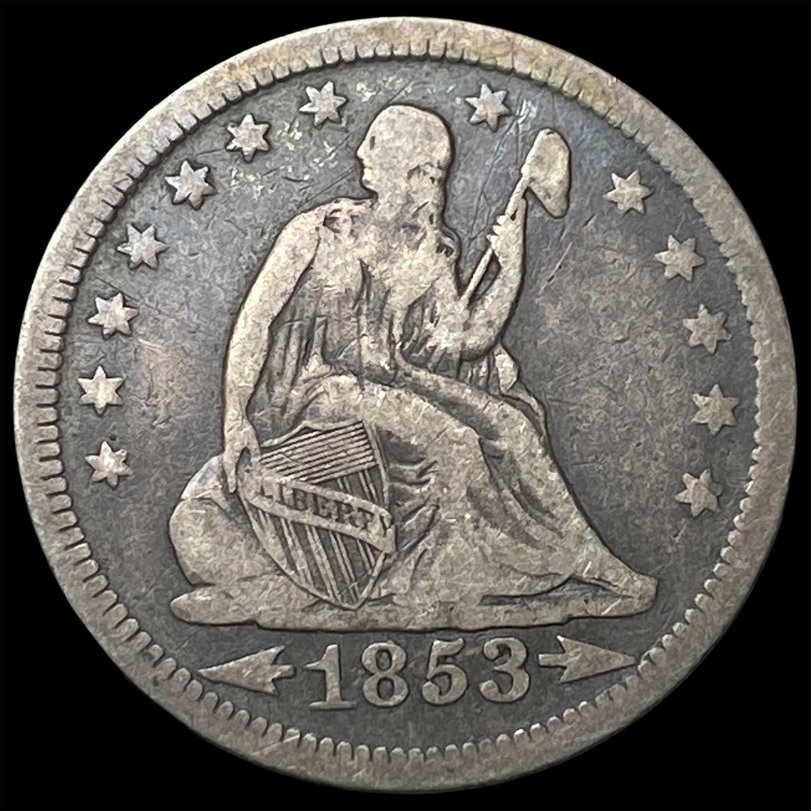 1853 Arrows Seated Liberty Quarter LIGHTLY CIRCULATED: 1853 Arrows Seated Liberty Quarter LIGHTLY CIRCULATED