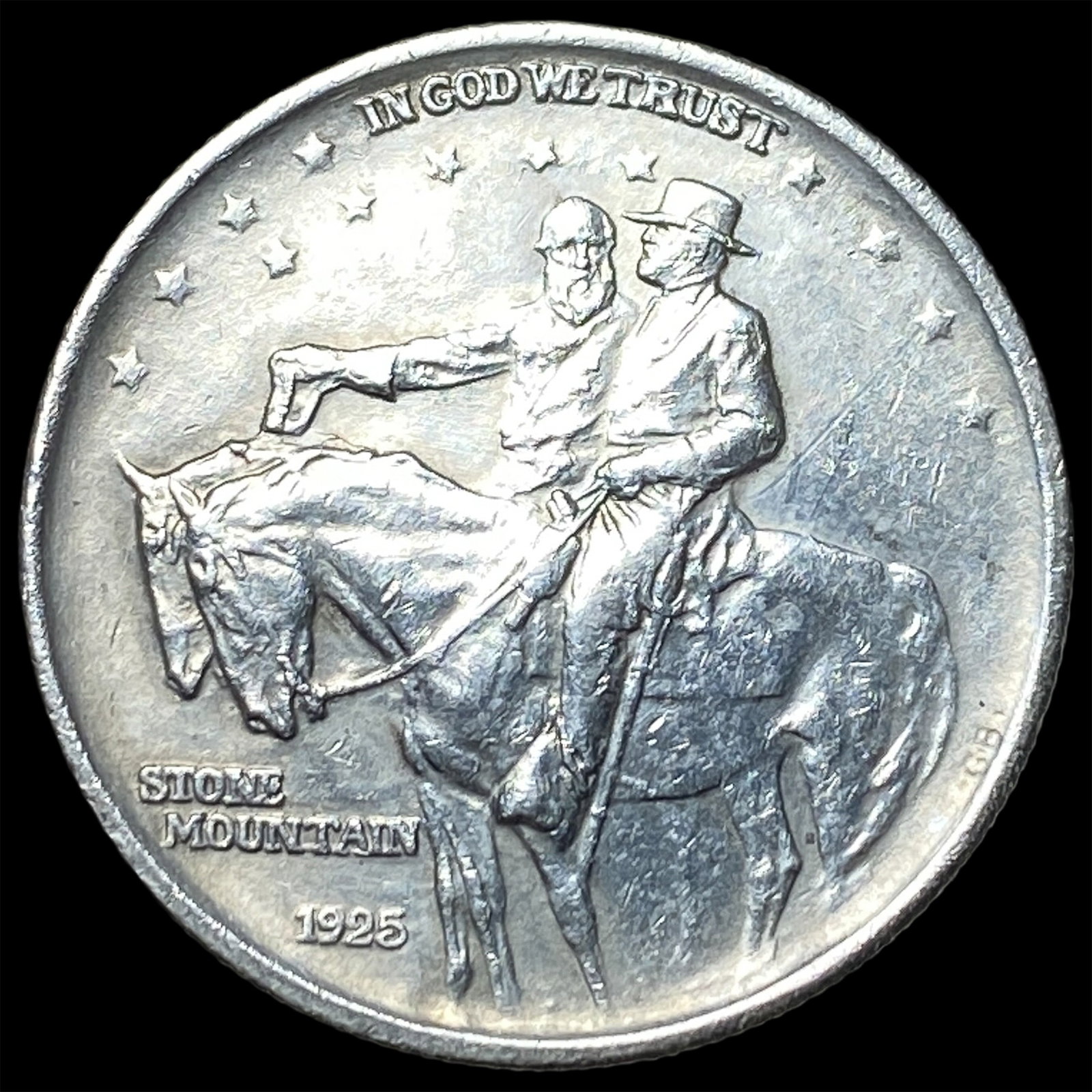 1925 Silver Stone Mountain Half Dollar CLOSELY UNCIRCULATED: 1925 Silver Stone Mountain Half Dollar CLOSELY UNCIRCULATED
