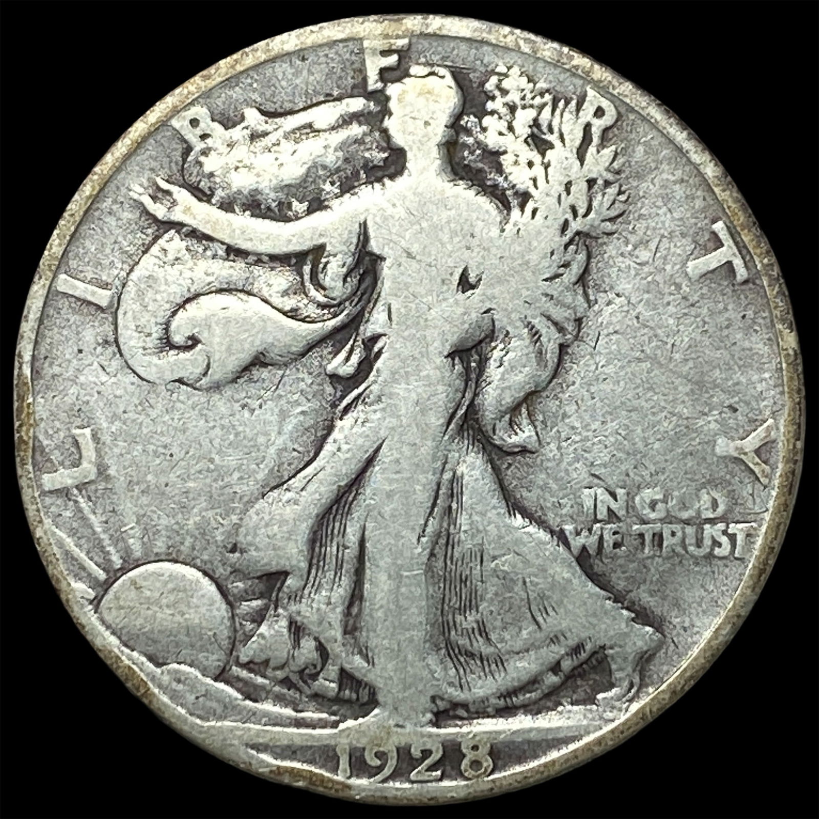 1928-S Silver Walking Liberty Half Dollar NICELY CIRCULATED (1 of 2)
