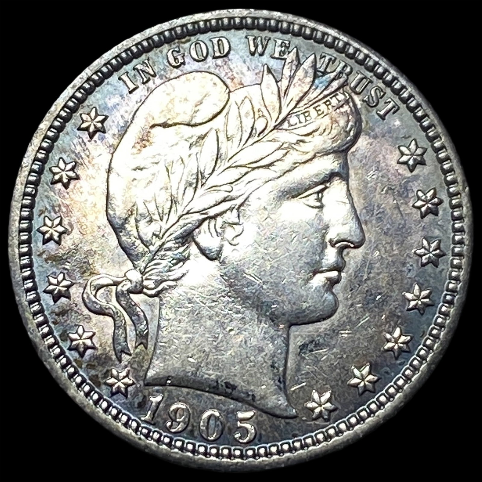 1905-S Silver Barber Quarter CLOSELY UNCIRCULATED: 1905-S Silver Barber Quarter CLOSELY UNCIRCULATED