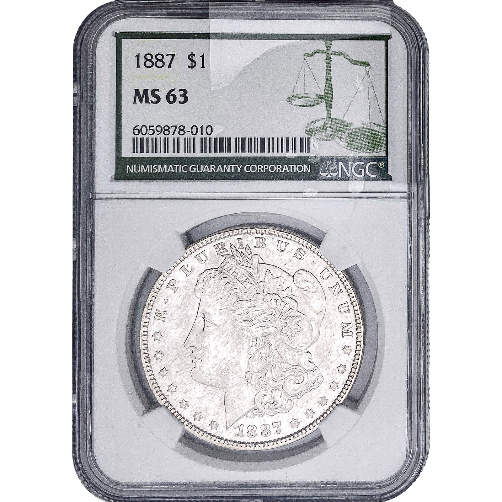 1887 Morgan Silver Dollar NGC MS63: 1887 Morgan Silver Dollar NGC MS63