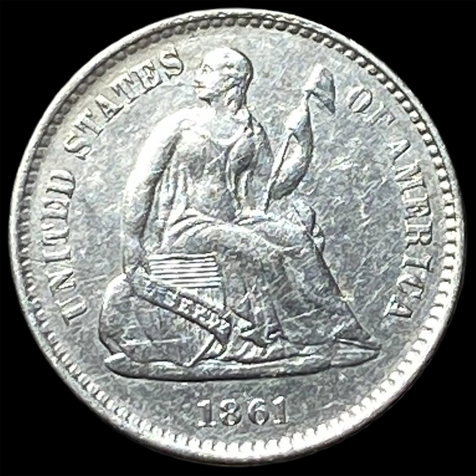 1861 Silver Half Dime CLOSELY UNCIRCULATED: 1861 Silver Half Dime CLOSELY UNCIRCULATED