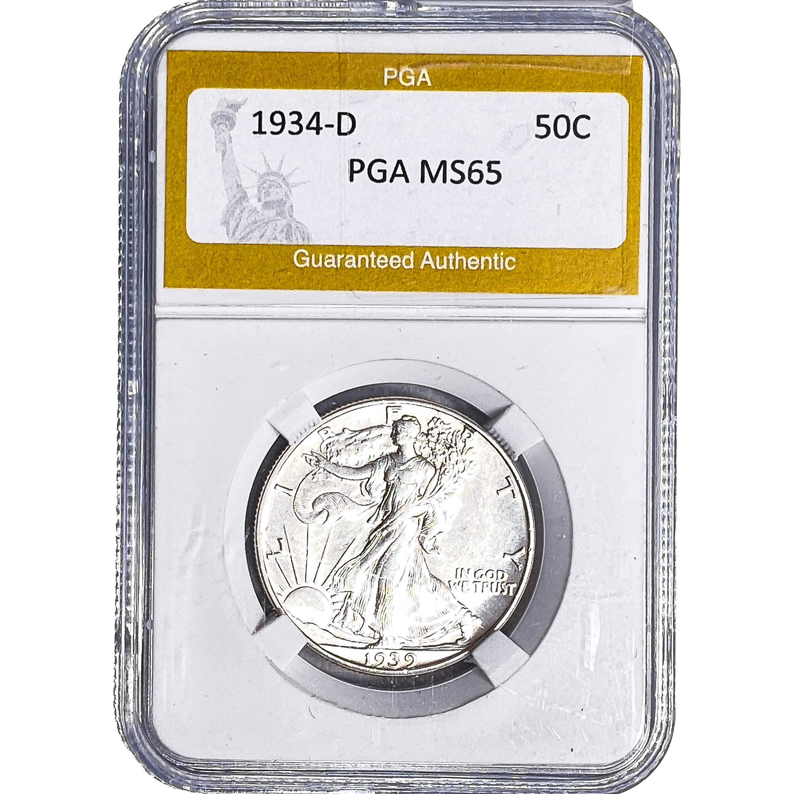 1934-D Walking Liberty Half Dollar PGA MS65: 1934-D Walking Liberty Half Dollar PGA MS65