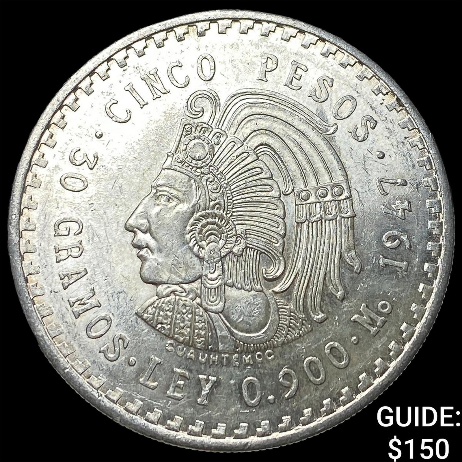 1947 Mexico Silver 5 Pesos UNCIRCULATED: 1947 Mexico Silver 5 Pesos UNCIRCULATED