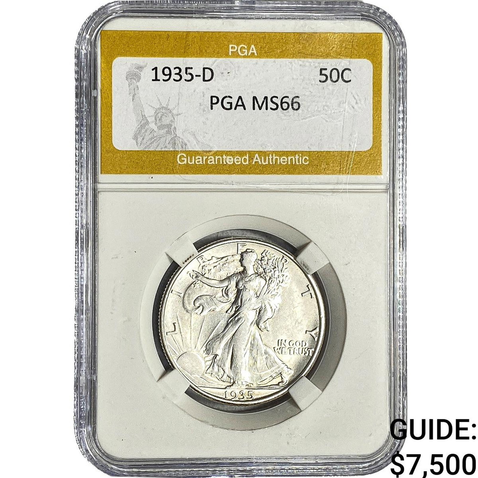 1935-D Walking Liberty Half Dollar PGA MS66: 1935-D Walking Liberty Half Dollar PGA MS66