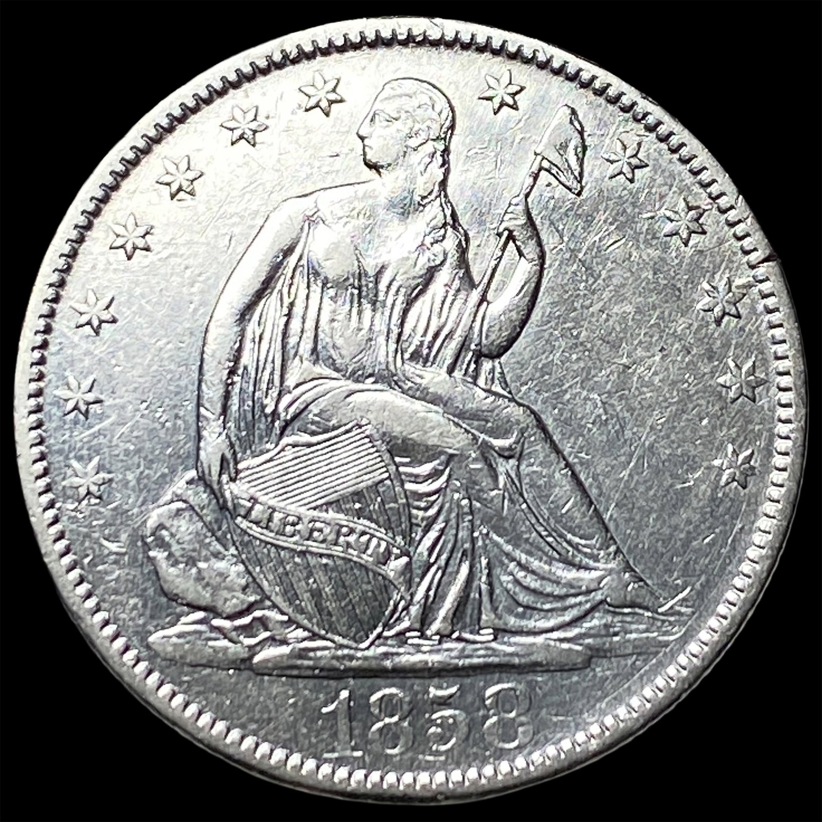 1858-O Silver Half Dollar CLOSELY UNCIRCULATED: 1858-O Silver Half Dollar CLOSELY UNCIRCULATED