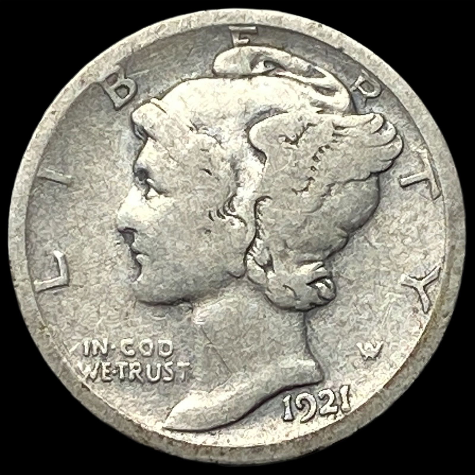 1921-D Silver Mercury Dime LIGHTLY CIRCULATED: 1921-D Silver Mercury Dime LIGHTLY CIRCULATED