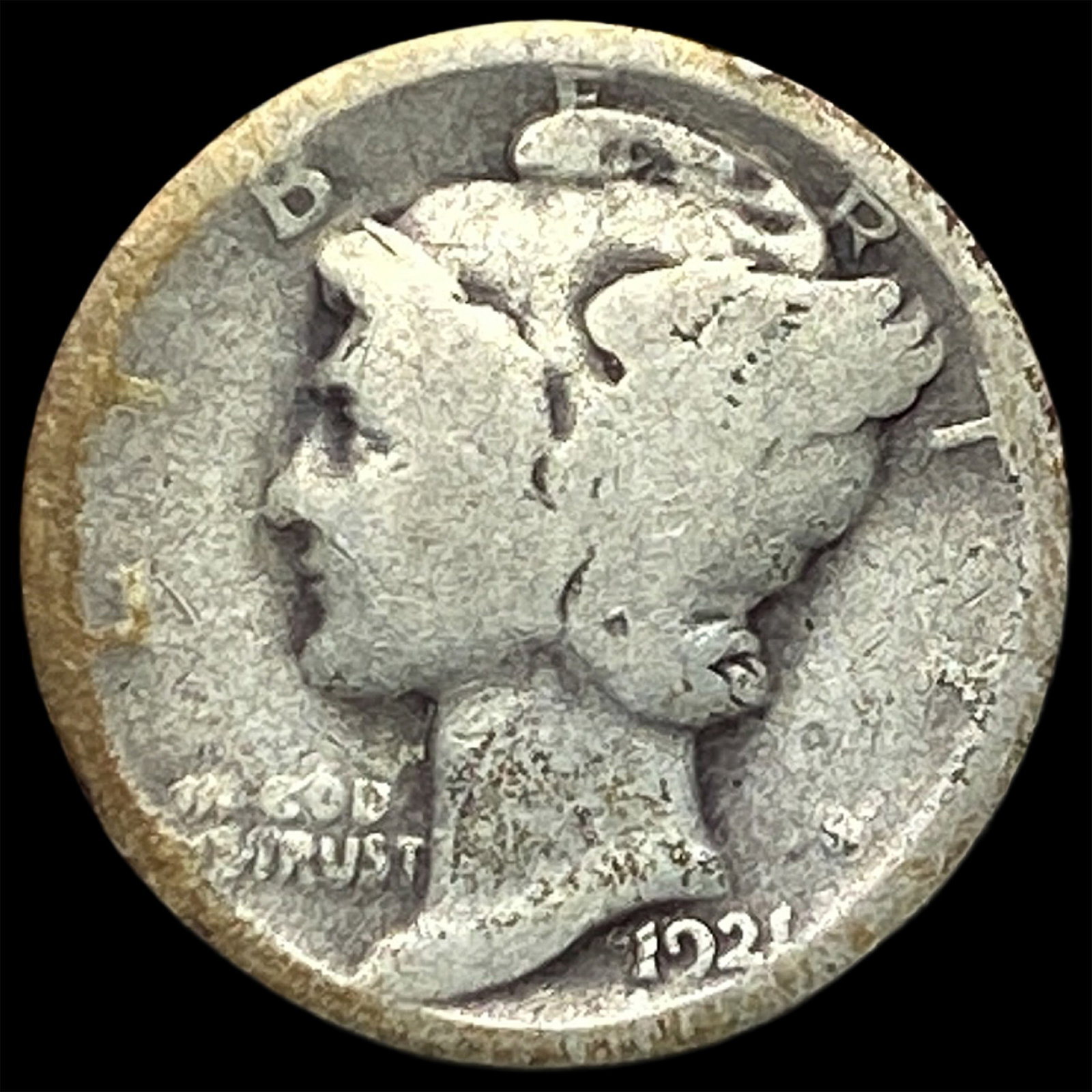 1921-S Silver Mercury Dime NICELY CIRCULATED: 1921-S Silver Mercury Dime NICELY CIRCULATED