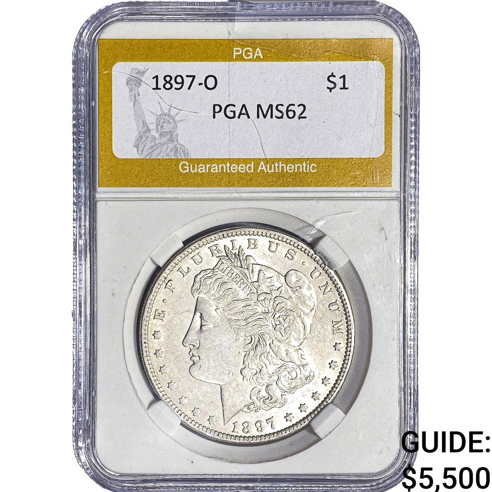 1897-O Morgan Silver Dollar PGA MS62: 1897-O Morgan Silver Dollar PGA MS62