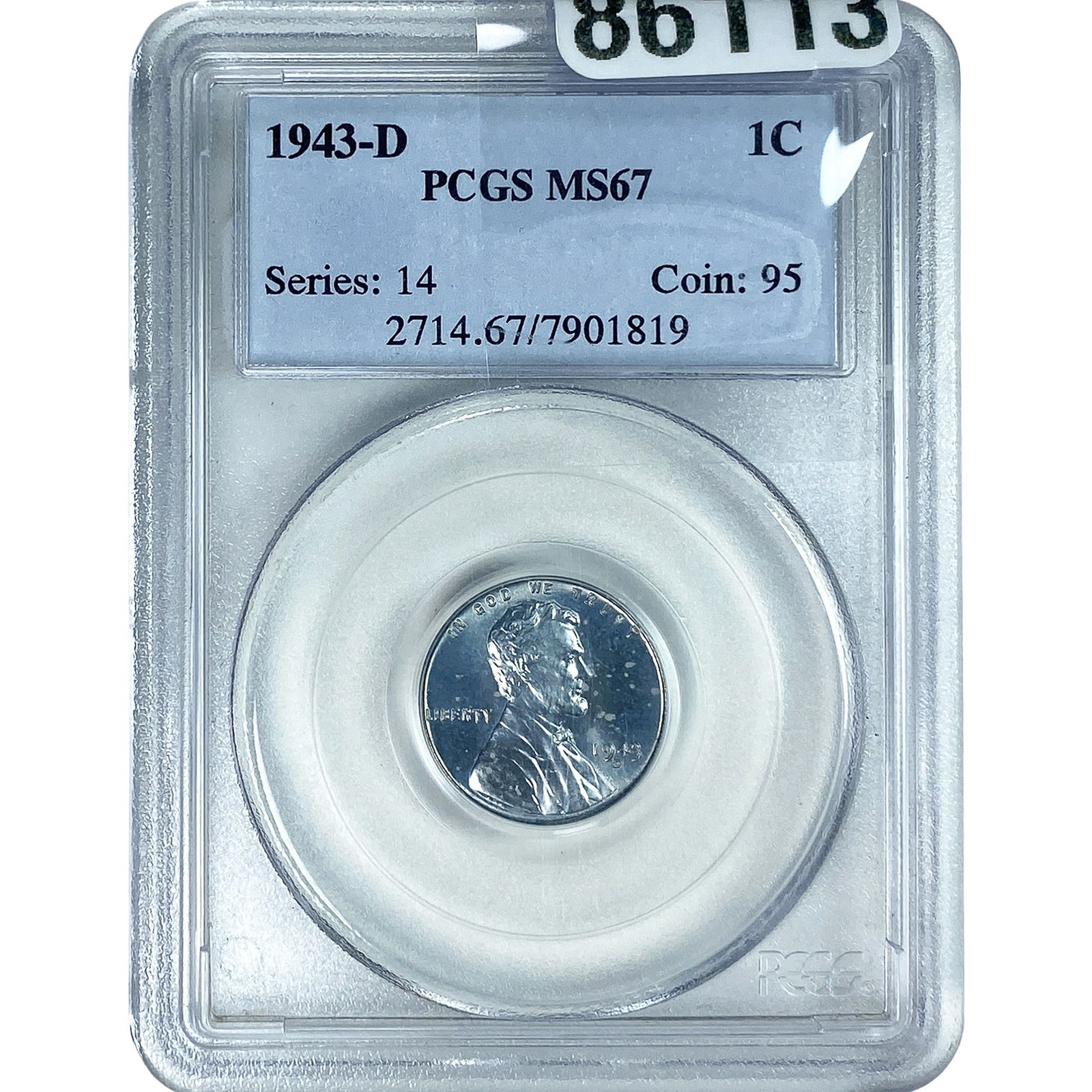 1943-D Wheat Cent PCGS MS67: 1943-D Wheat Cent PCGS MS67