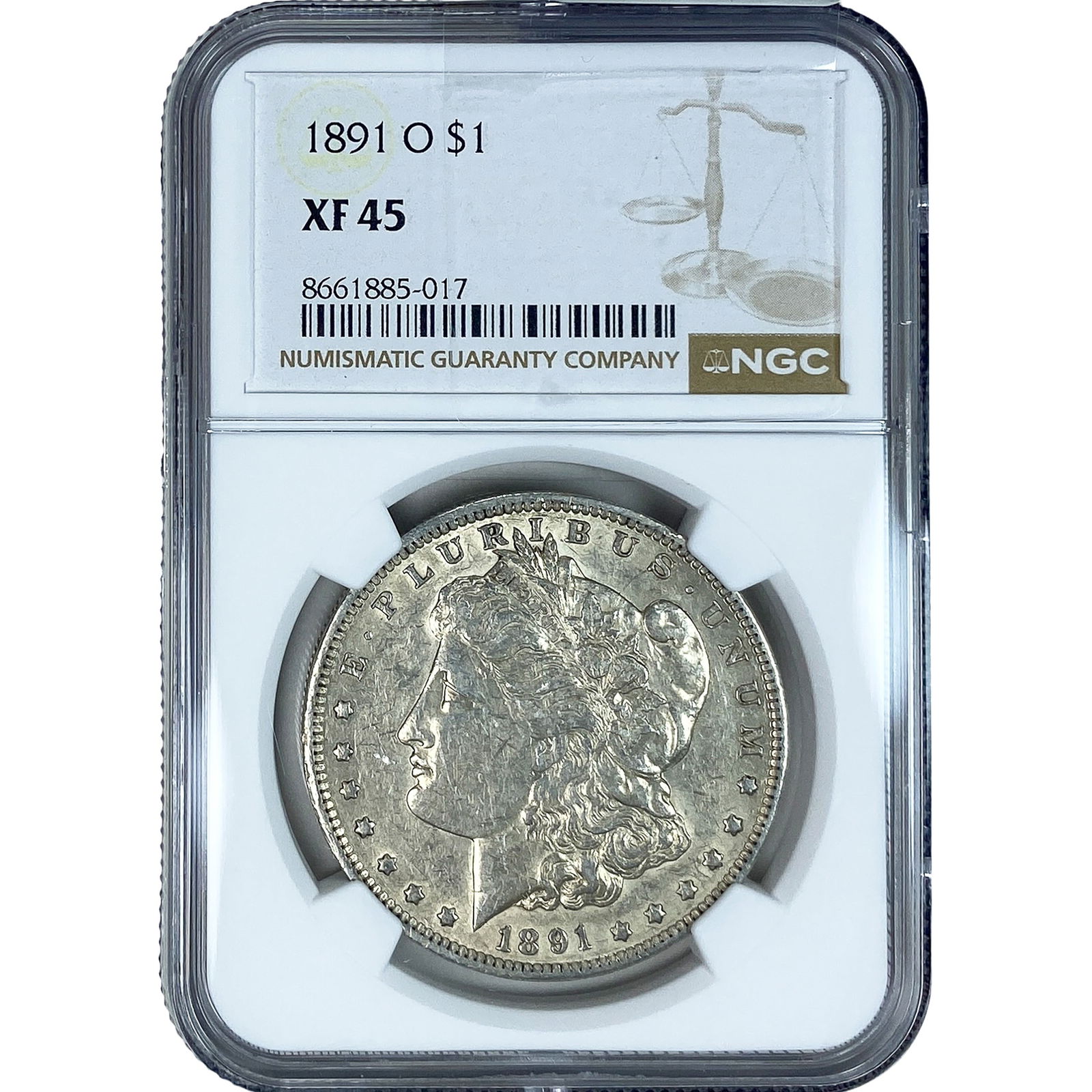 1891-O Morgan Silver Dollar NGC XF45: 1891-O Morgan Silver Dollar NGC XF45