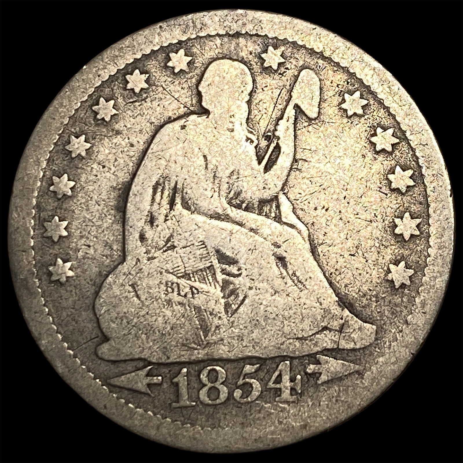 1854 Arrows Seated Liberty Quarter NICELY CIRCULATED (1 of 2)