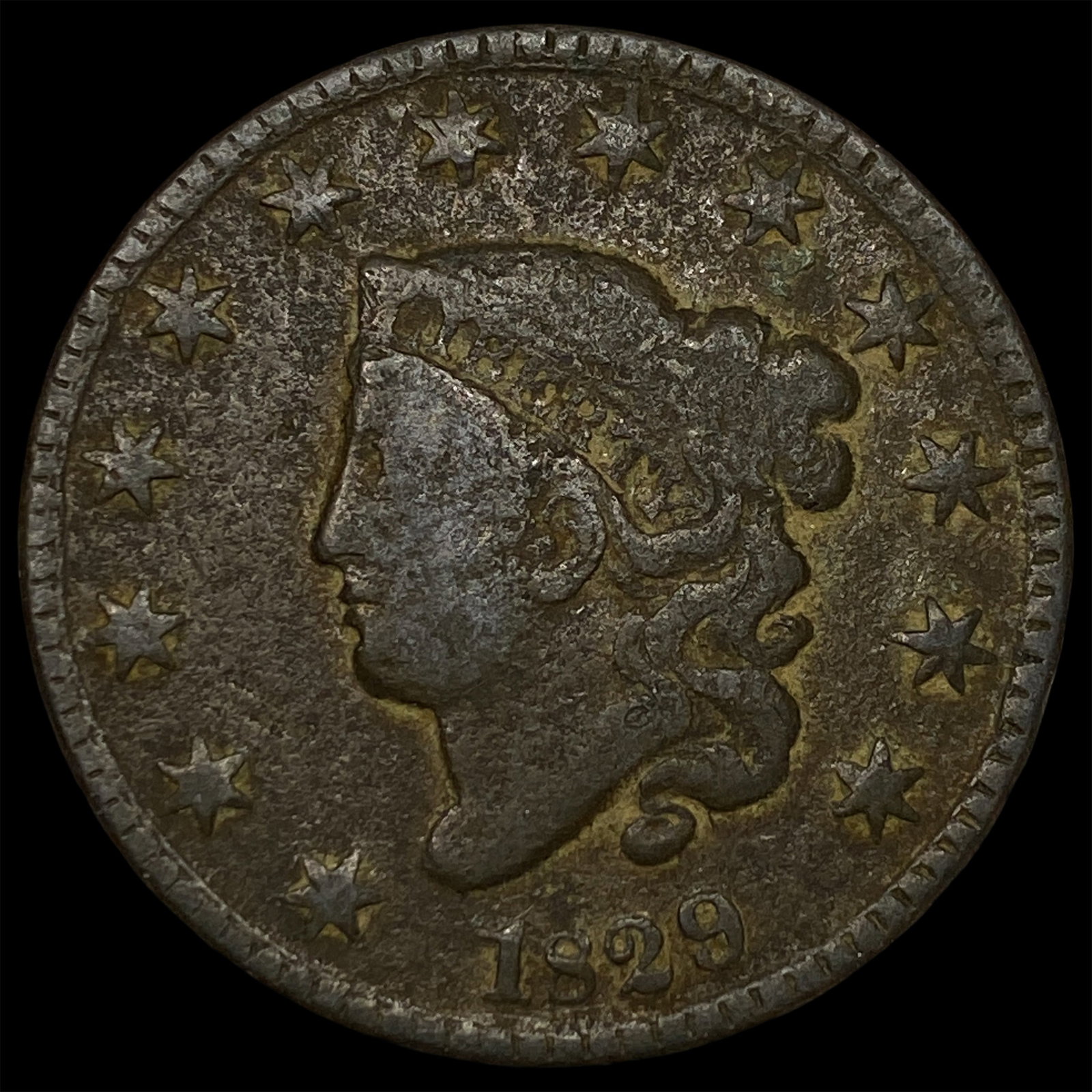 1829 Coronet Head Large Cent CLOSELY UNCIRCULATED: 1829 Coronet Head Large Cent CLOSELY UNCIRCULATED
